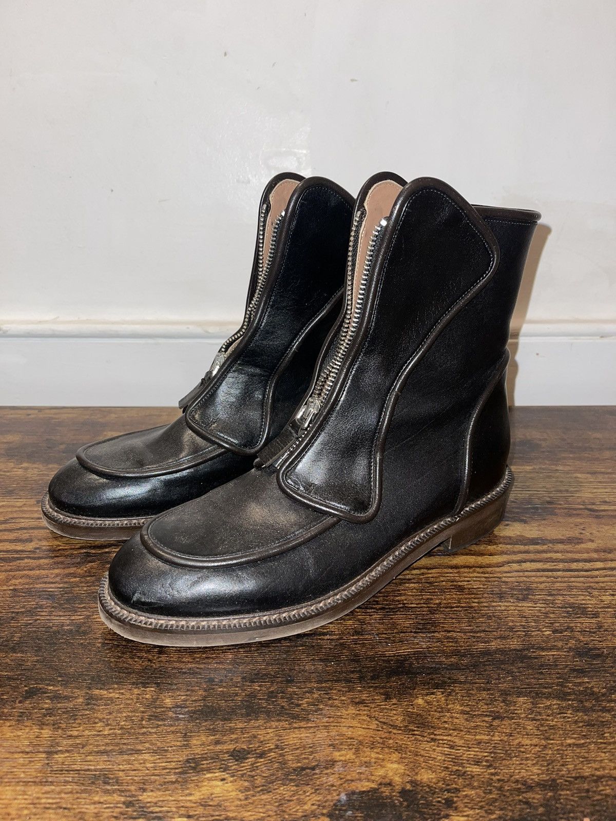 Marni MARNI zip-up Black Flat Leather Boots Size US 7.5 / IT 37.5 - 2 Thumbnail