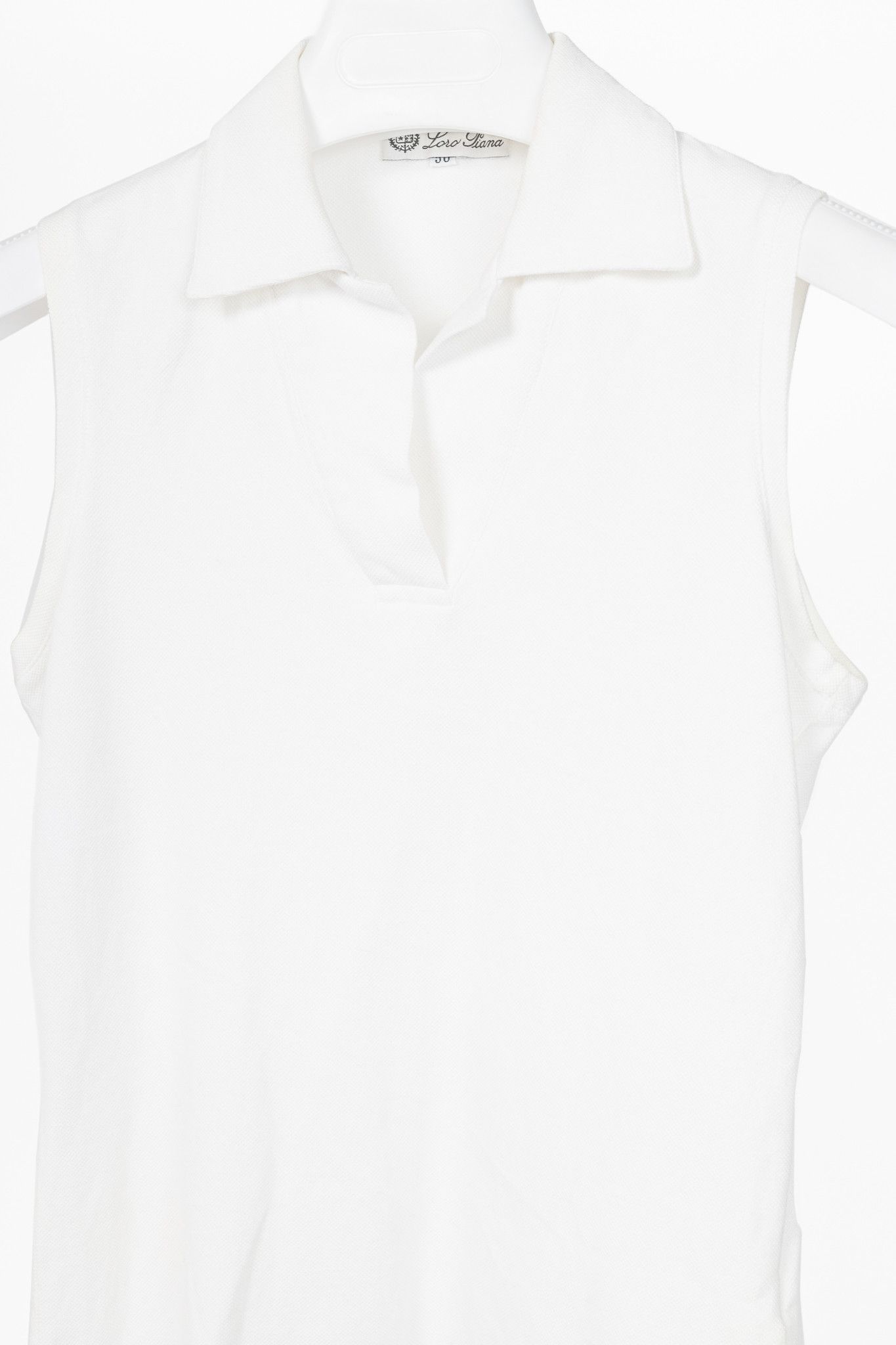 Loro Piana Loro Piana White Cotton-Pique Sleeveless Polo Size XS / US 0-2 / IT 36-38 - 3 Thumbnail
