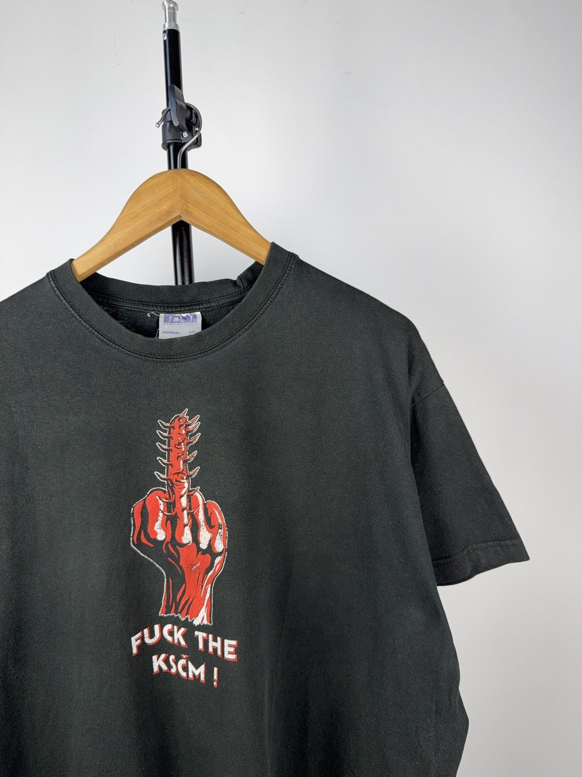 Vintage Vintage 90s rare Fuck The Komunism KSCM Tee Shirt Size US XL / EU 56 / 4 - 2 Thumbnail