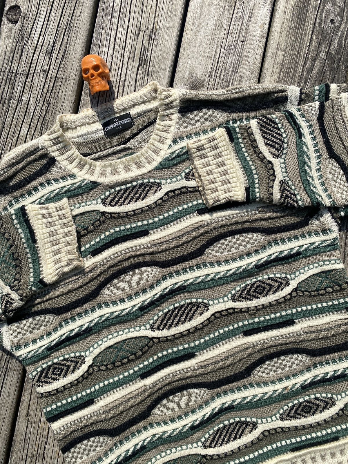 Vintage 90s coogie style textured knit sweater sz L Size US L / EU 52-54 / 3 - 2 Thumbnail
