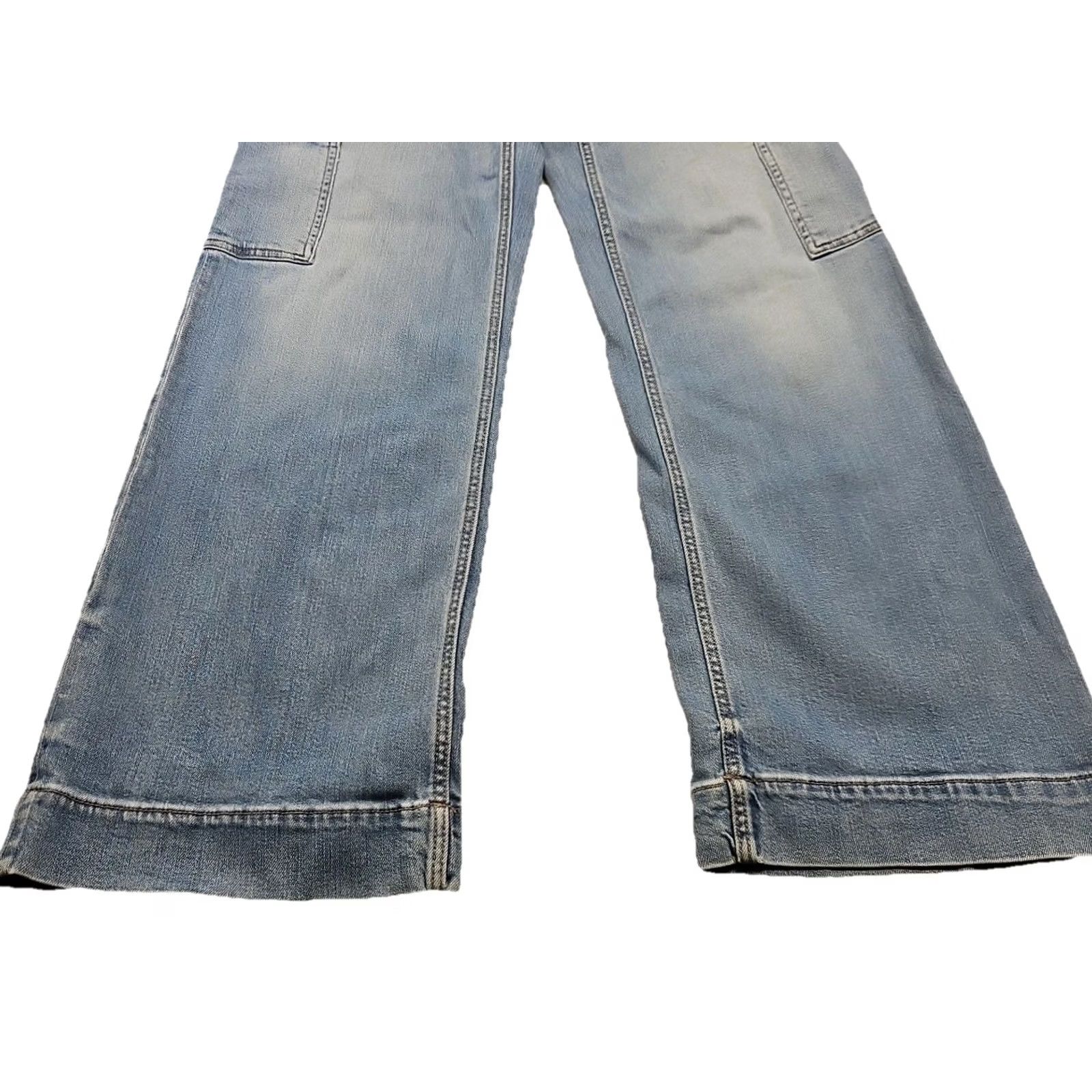 American Eagle Outfitters VINTAGE American Eagle Outfitters Y2K Wide Leg Cargo Jeans Womens 2 Light Wash Carpenter Baggy Size 42" / US 20 - 5 Thumbnail