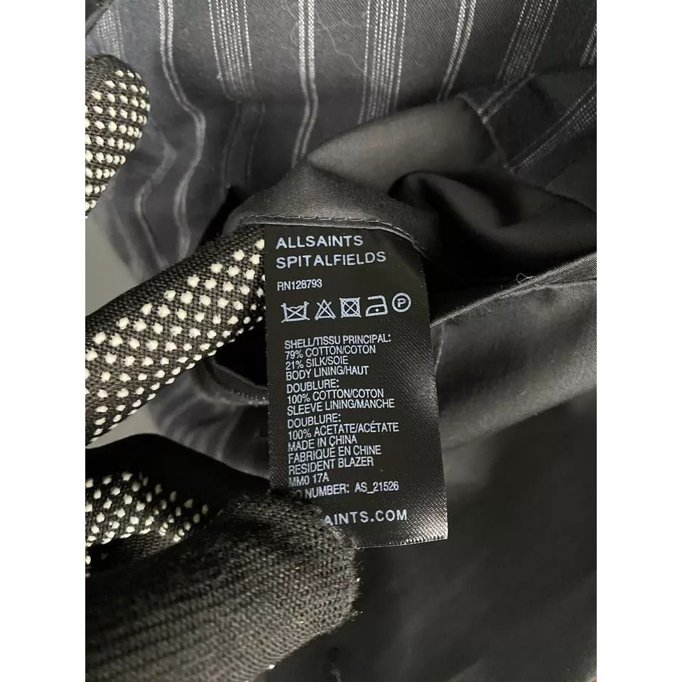 Allsaints Allsaints Men's Black Cotton Silk Blazer Sportcoat Jacket Si Size 44R - 9 Thumbnail