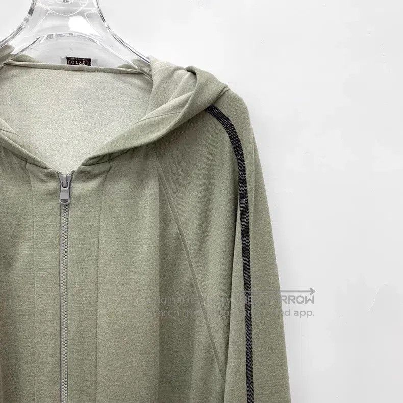 Brunello Cucinelli Brunello Cucinelli Teal Hooded Zip Long Sleeve Sweatshirt Size L / US 10 / IT 46 - 3 Thumbnail