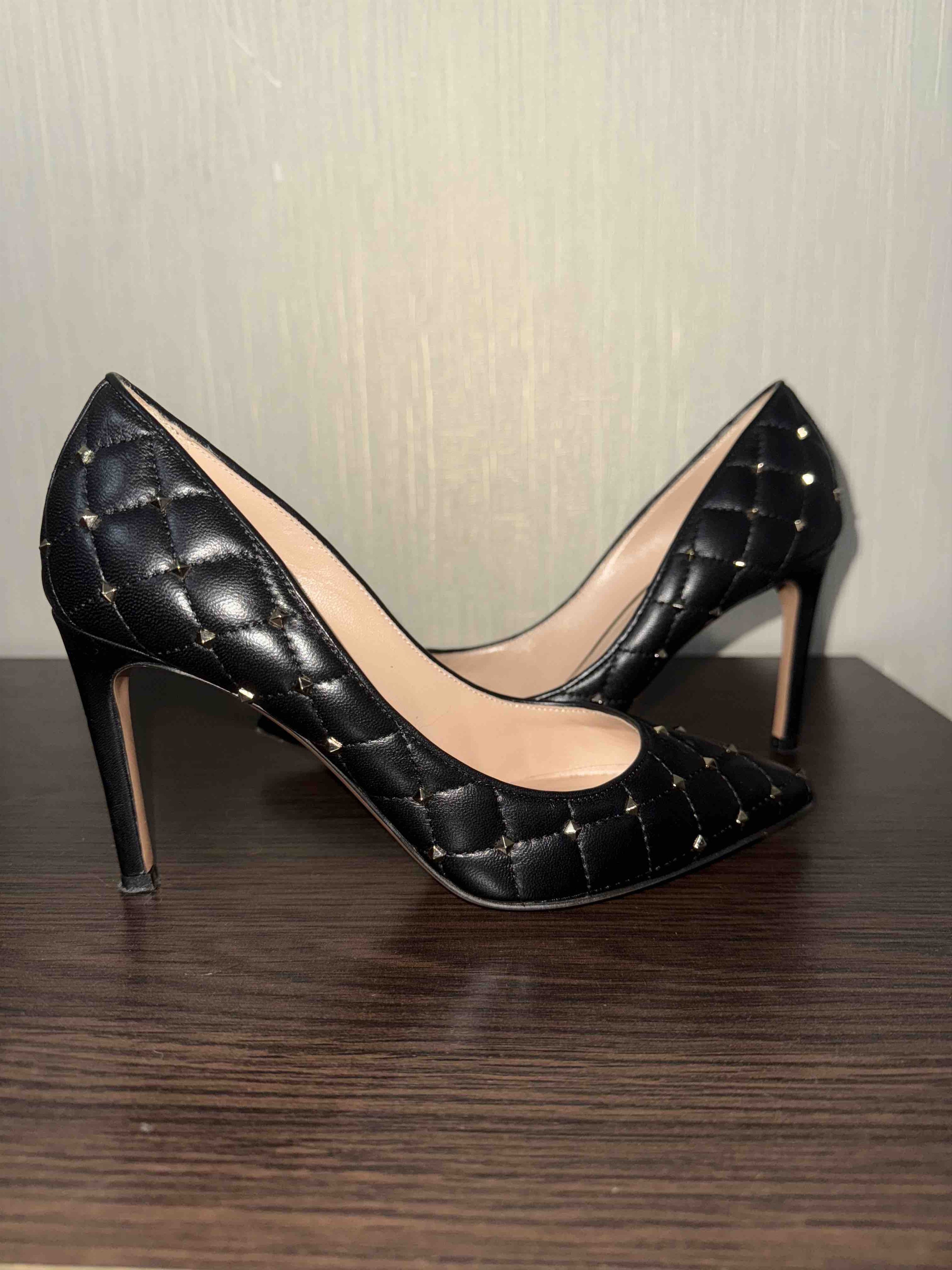 Valentino Valentino Garavani Black Quilted Leather Studded Pointed Toe Size US 4.5 / IT 34.5 - 3 Thumbnail