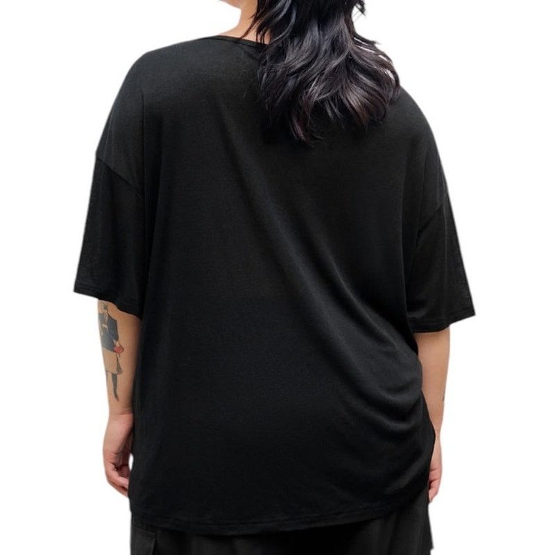 Cider Black V-Neck Oversize Short Sleeve Lightweight Casual Tee Size 3XL / US 20-22 - 6 Thumbnail