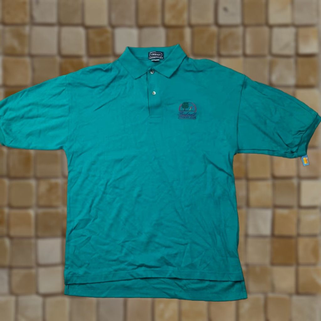 Vintage VINTAGE Vantage Polo Shirt Teal PGA Logo National University Golf Country Club Mens L Polo Blue 90s Casual Sports Shirt Size US L / EU 52-54 / 3 - 1 Thumbnail