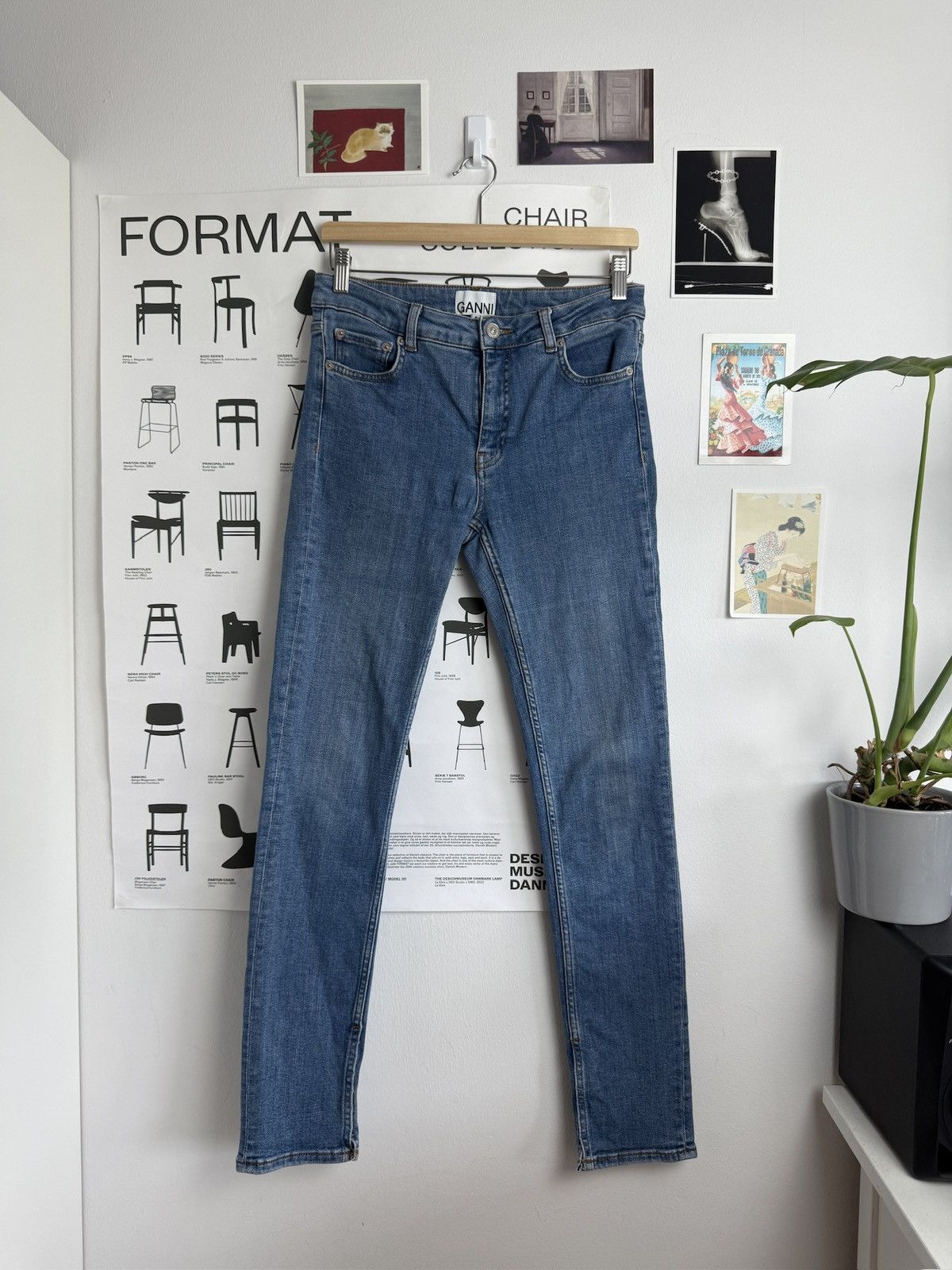 Ganni Ganni back logo slim fit denim pants 28x32 designer luxury Size 28" / US 6 / IT 42 - 1 Thumbnail