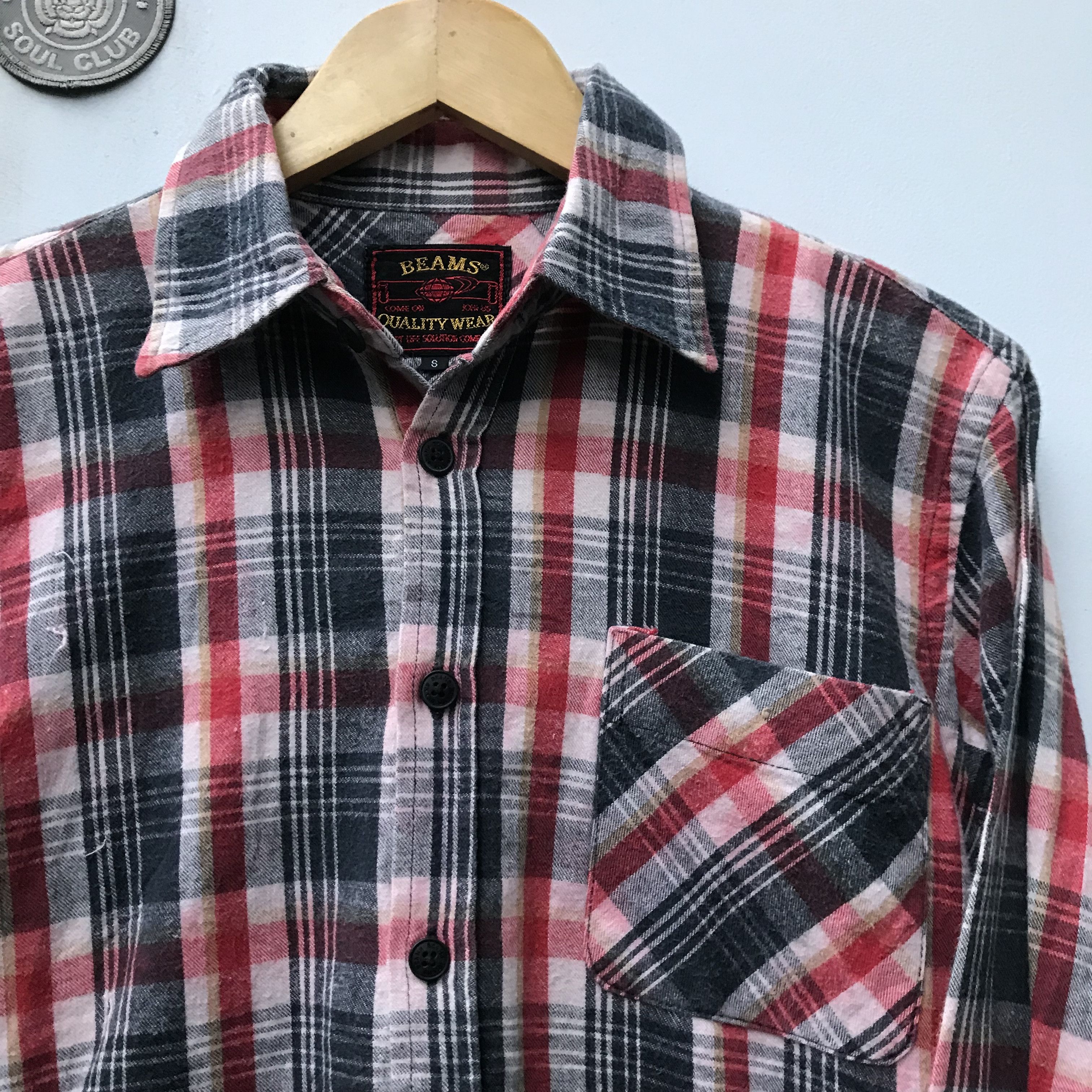 Beams Japan × Vintage Vintage Beams Heart Plaid Tartan Flannel Made in japan Size US S / EU 44-46 / 1 - 9 Thumbnail