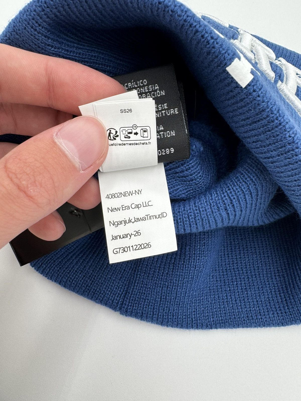 New Era × Supreme Supreme New Era Monogram Beanie Blue White Size ONE SIZE - 13 Thumbnail