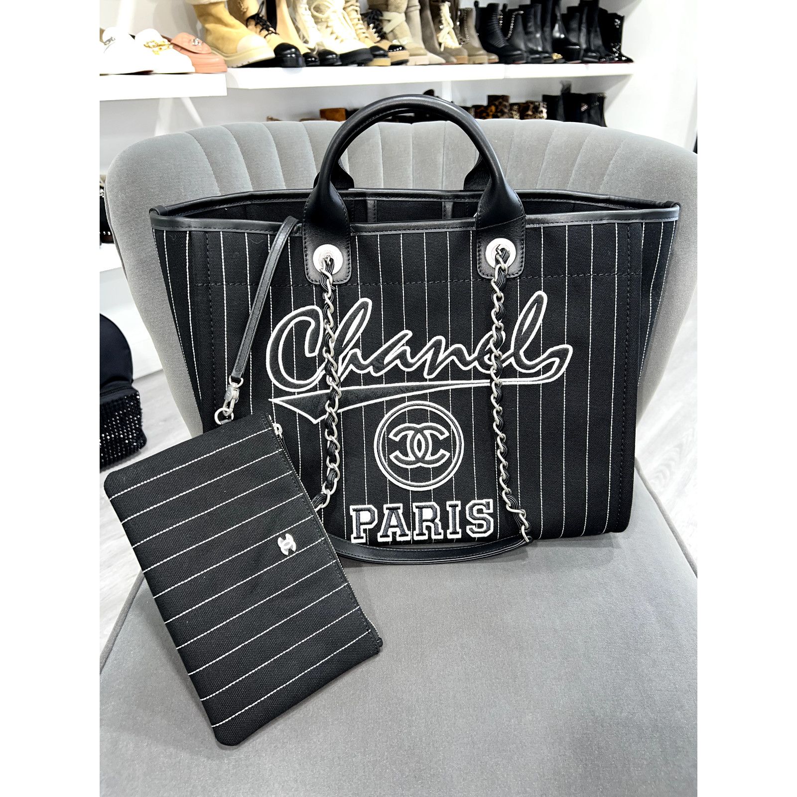 Chanel Chanel Stripe Large Shopping 30cm Top Handle Tote Bag Size ONE SIZE - 4 Thumbnail