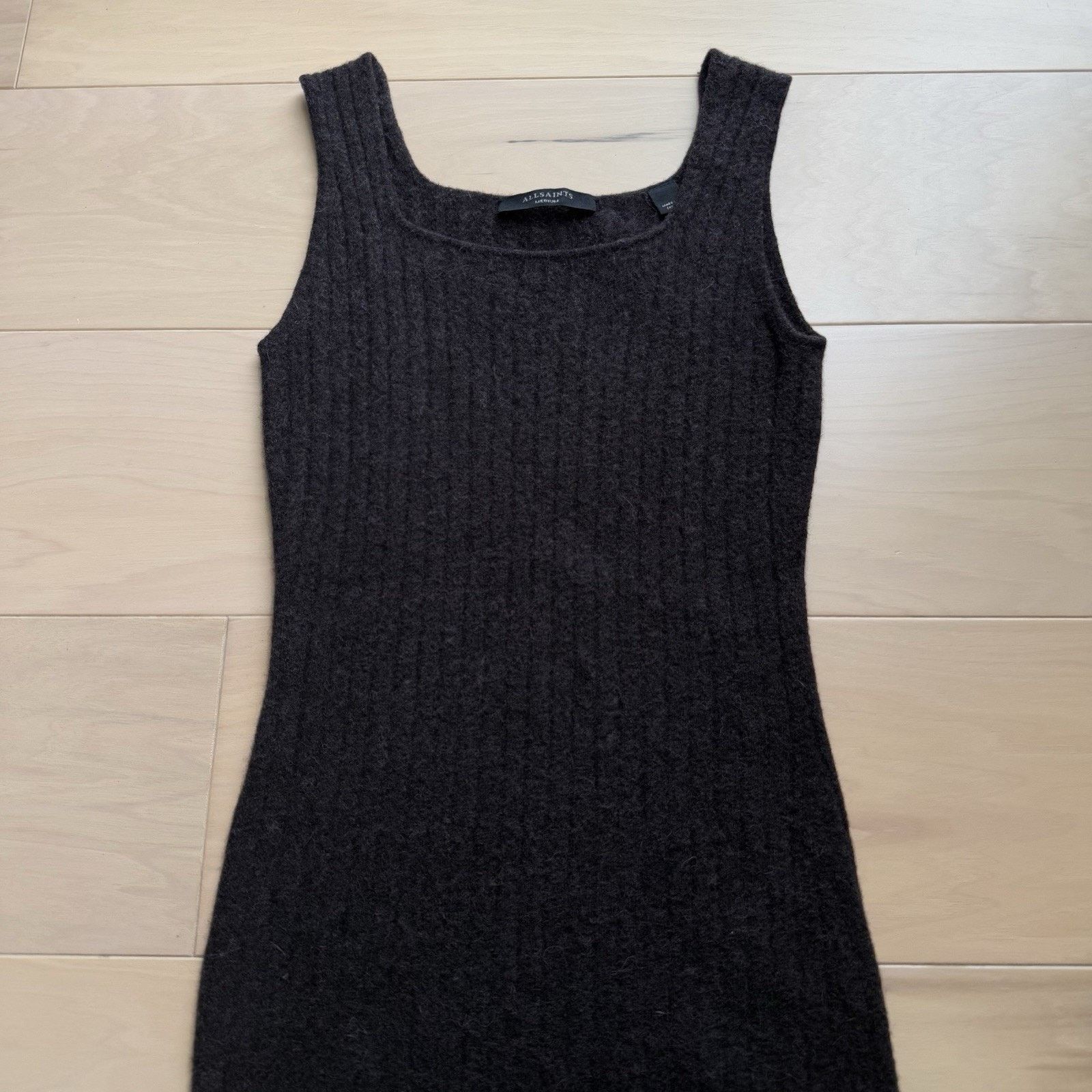 Allsaints × Designer All Saints Midi Wool Dress Women's Medium Brown Casual Glam Size M / US 6-8 / IT 42-44 - 3 Thumbnail