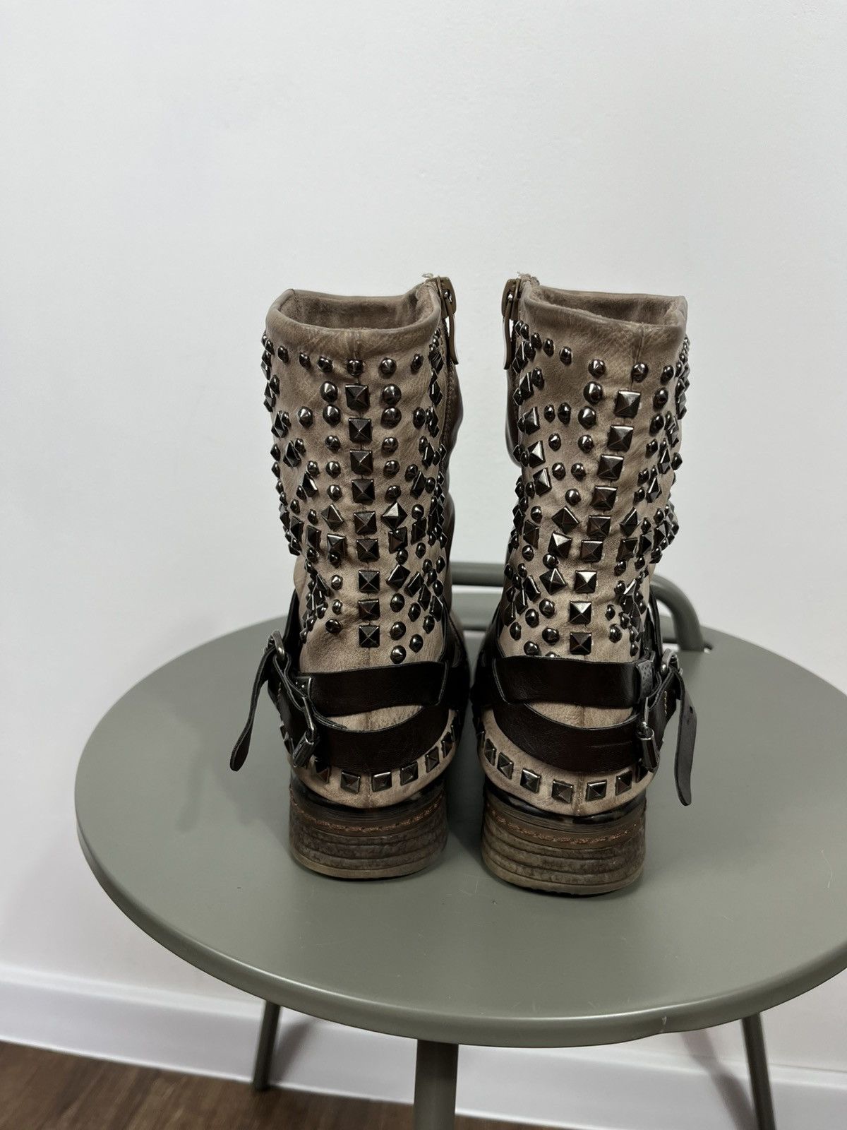 Other Avant Garde Studded Faux Leather Biker Boots EU 36 Slouchy Size US 5 / IT 35 - 6 Thumbnail