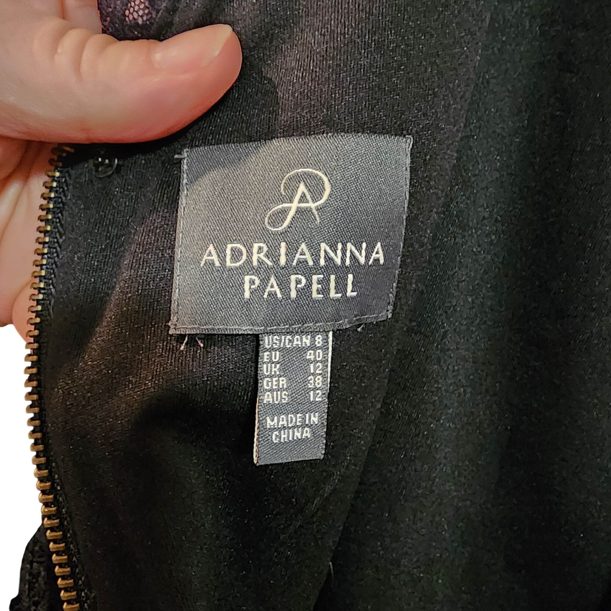 Adrianna Papell Adrianna Papell black lace cocktail dress with 3/4 length sl Size M / US 6-8 / IT 42-44 - 3 Thumbnail