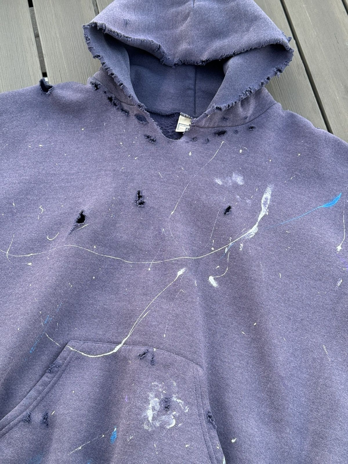 Vintage VINTAGE FADED THRASHED 90s NAVY PAINTER HOODIE Size US L / EU 52-54 / 3 - 3 Thumbnail