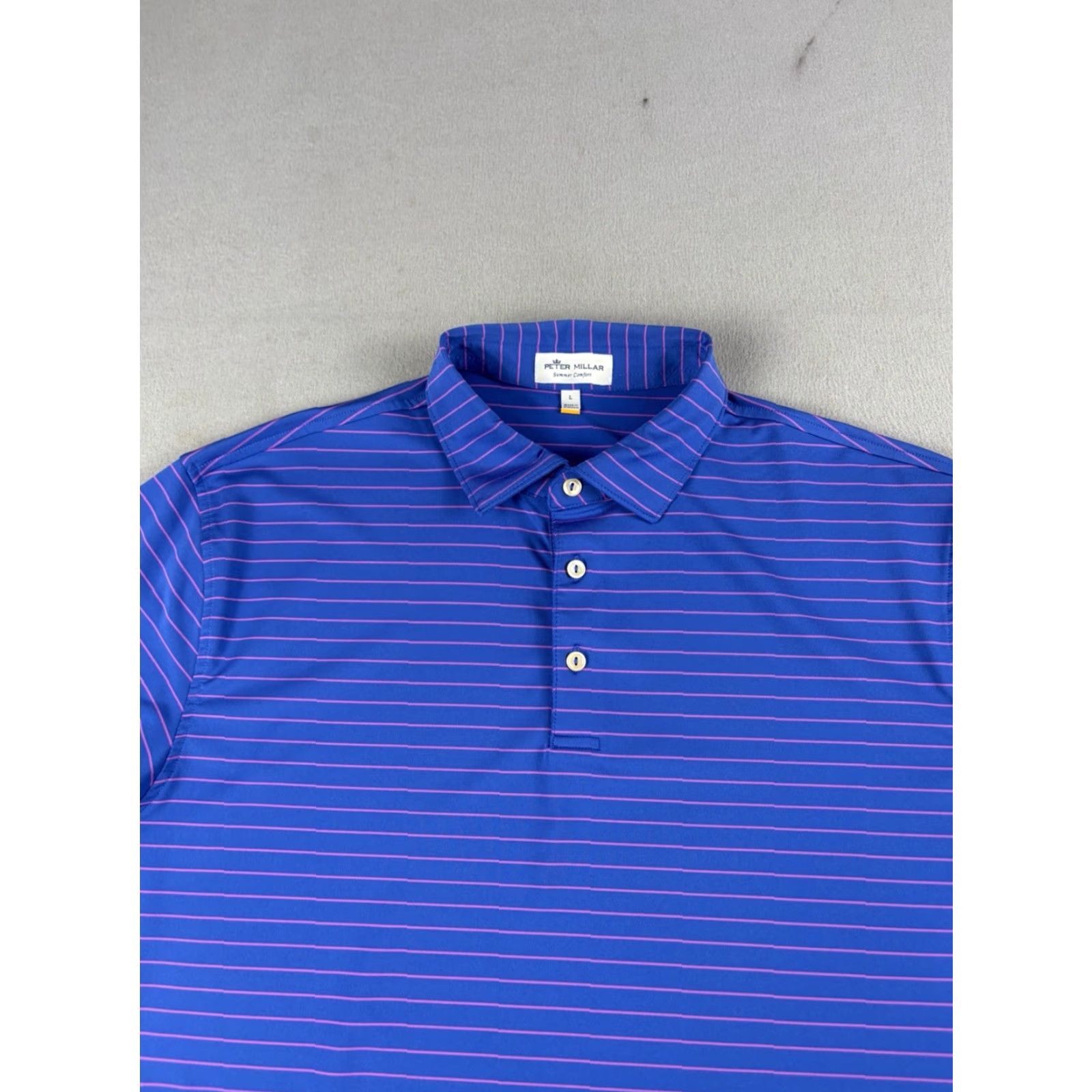 Peter Millar Peter Millar Summer Comfort Polo Shirt Men L Purple Striped Performance Short Sleeve Size US L / EU 52-54 / 3 - 2 Thumbnail