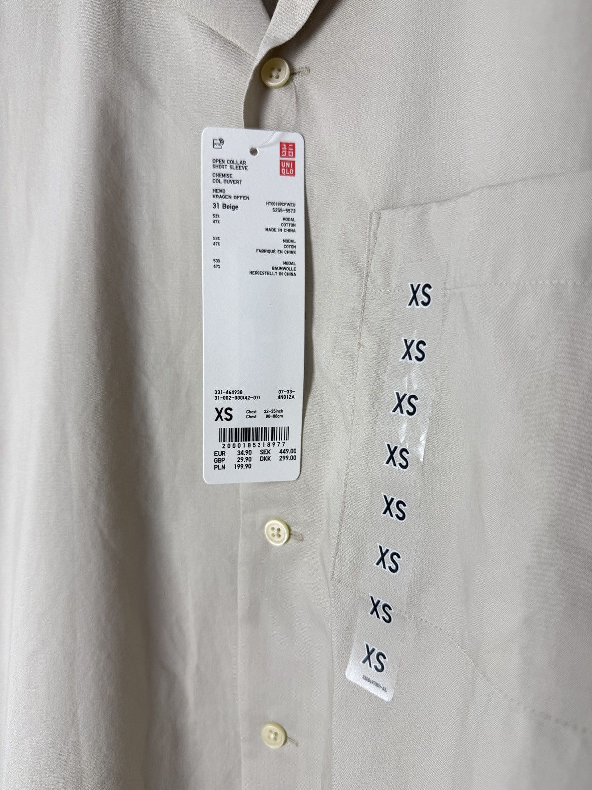 Uniqlo Uniqlo Beige Open Collar Short Sleeve Shirt XS/S Size US XS / EU 42 / 0 - 3 Thumbnail