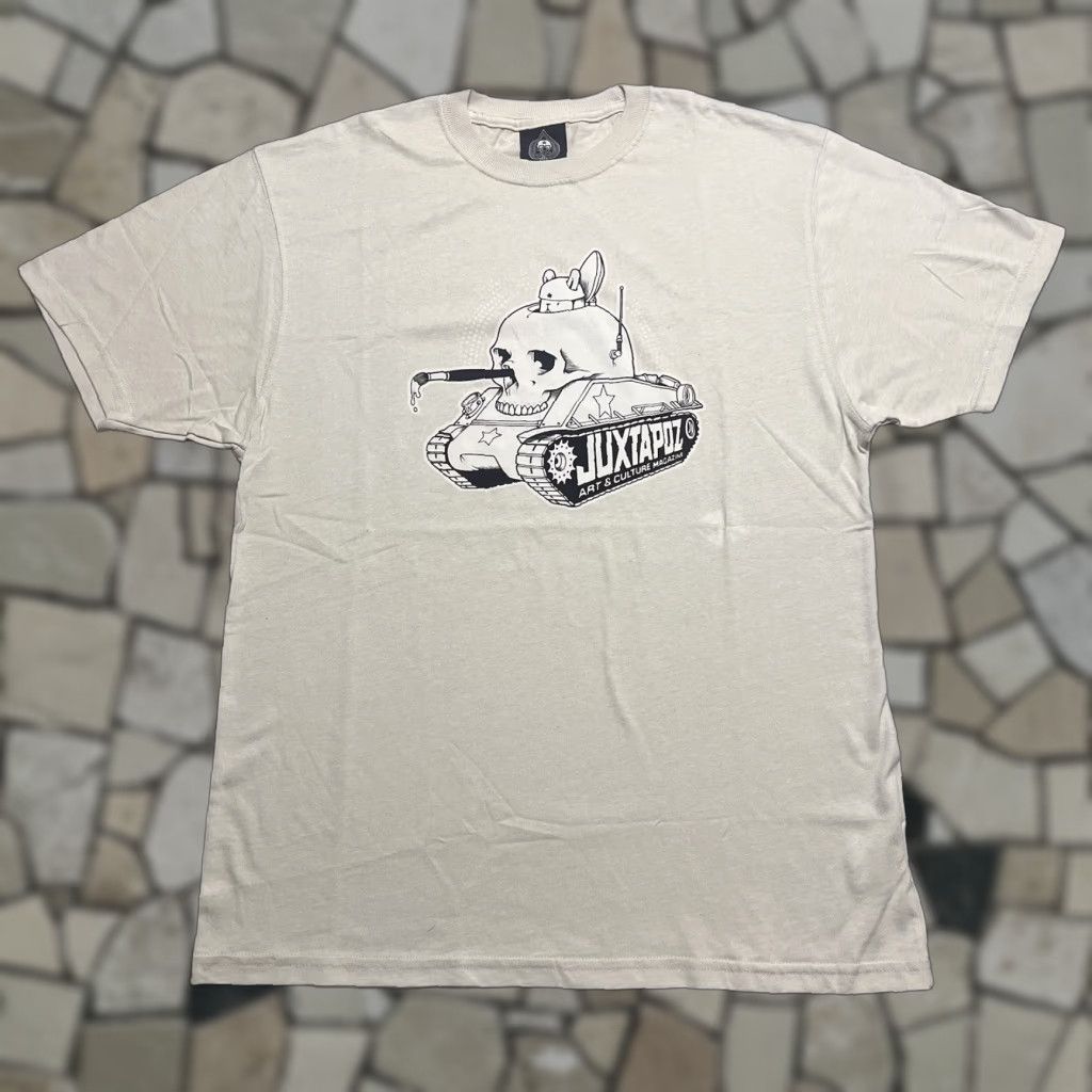 VINTAGE Juxtapoz Shirt T-Shirt Unisex Adults L Beige Art Jeremy Fish
