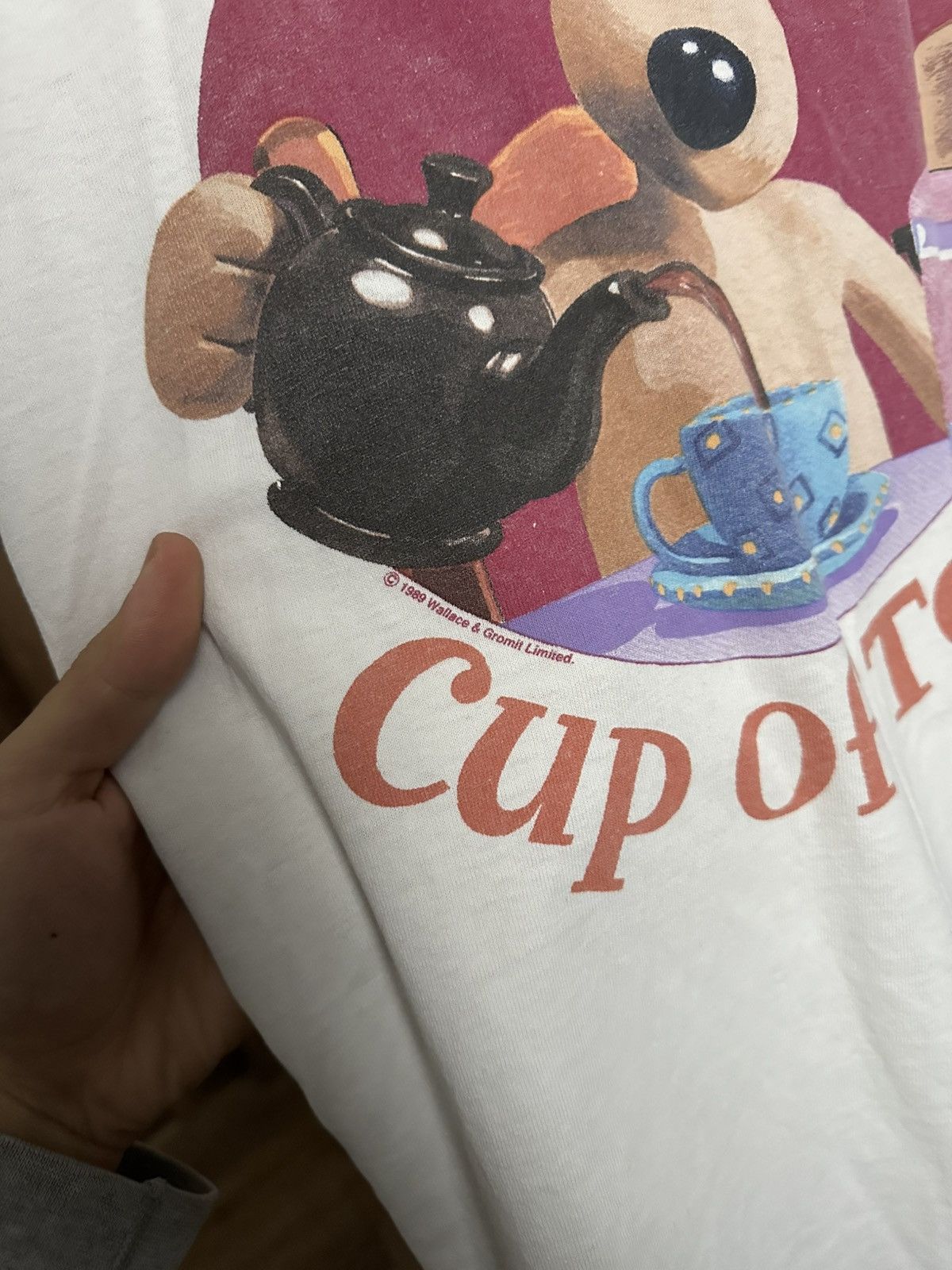 Vintage 1989 Wallace & Gromit Cup Of Tea Vintage Movie T-Shirt Tee Size US L / EU 52-54 / 3 - 10 Thumbnail