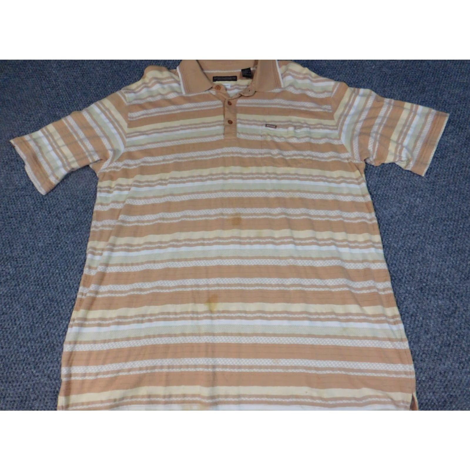 Enyce Enyce Polo Shirt XL Regular Beige Striped Button Short Sleeve Logo Knit Cotton Men Casual Vintage No Size US XL / EU 56 / 4 - 3 Thumbnail