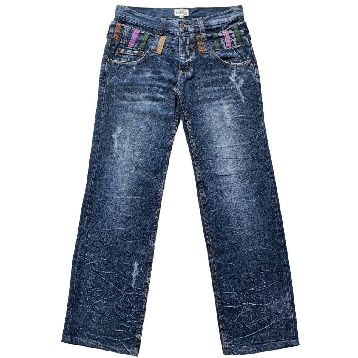 Japanese Brand Rare Japanese Brand Nylaus Double Waist Distressed Jeans Size US 30 / EU 46 - 1 Thumbnail