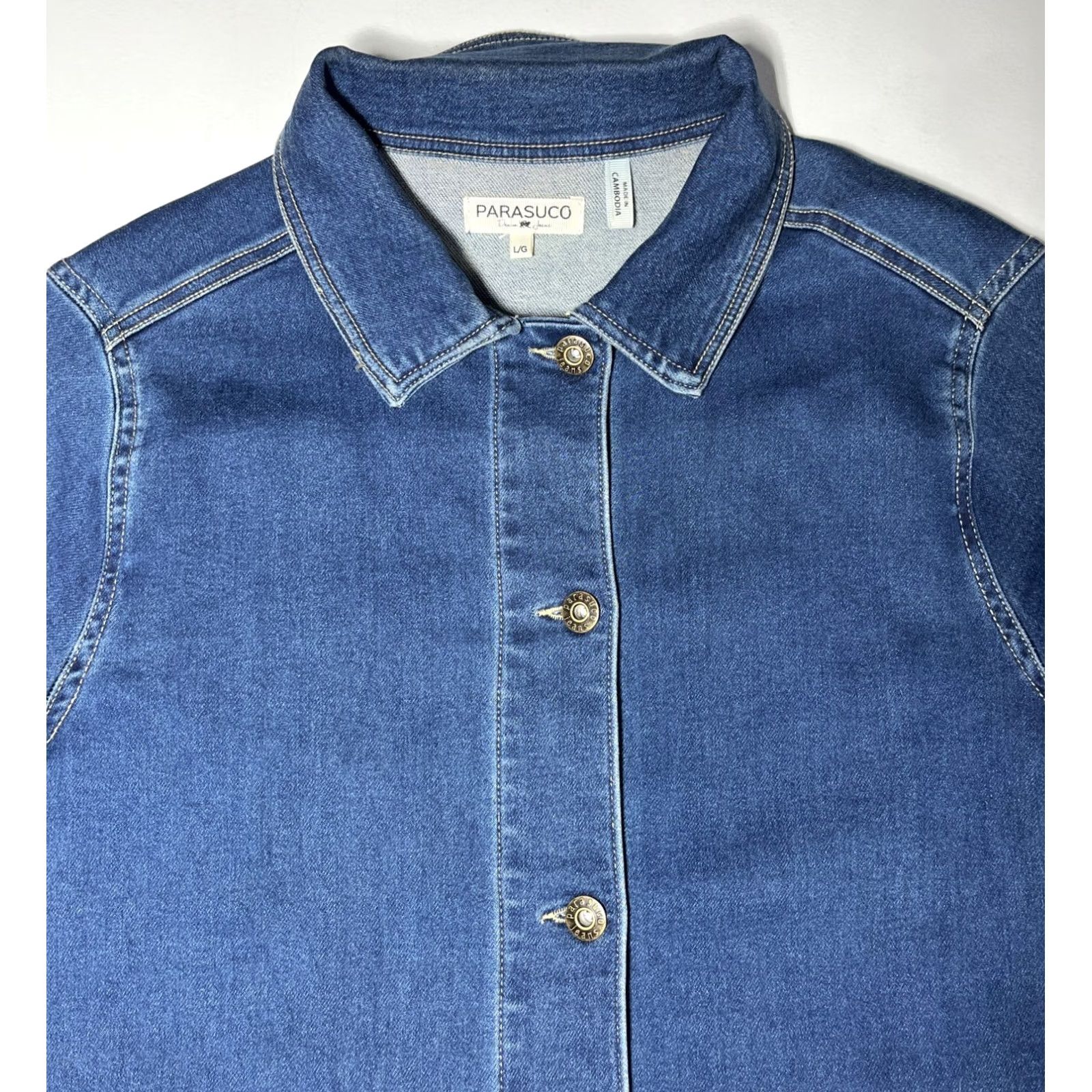 Parasuco VINTAGE Parasuco Denim Jeans Belted Jacket Women's L Blue Belted Jacket Size 36" / US 14 / IT 50 - 7 Thumbnail