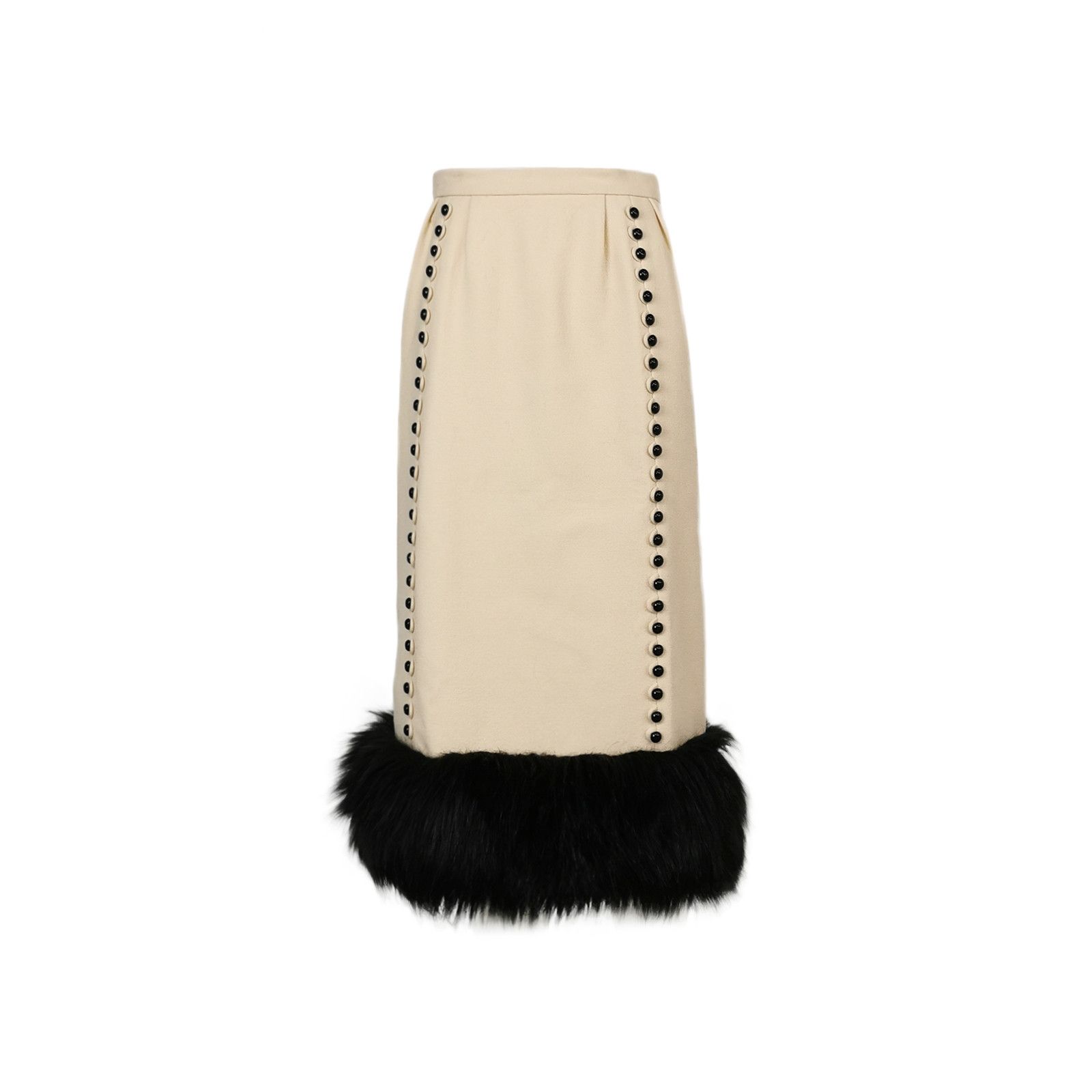 Gucci Gucci Silk-Wool Blend Fur Trim Midi Skirt Size 36" / US 14 / IT 50 - 1 Thumbnail
