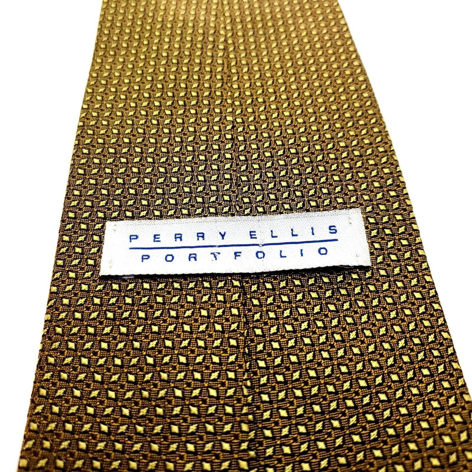 Perry Ellis Perry Ellis Portfolio Beige & Brown Silk Tie Woven Short Wid Size ONE SIZE - 4 Thumbnail
