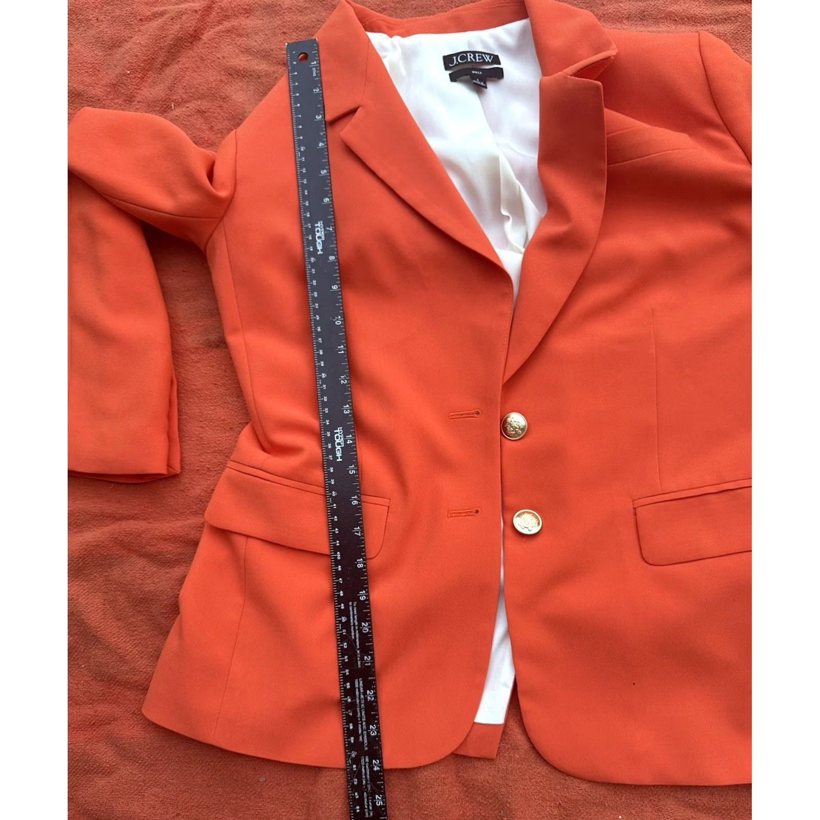 J.Crew J.Crew Willa Blazer Womens 6 Orange Gold Button Lined Career Jacket Shirt Size M / US 6-8 / IT 42-44 - 5 Thumbnail