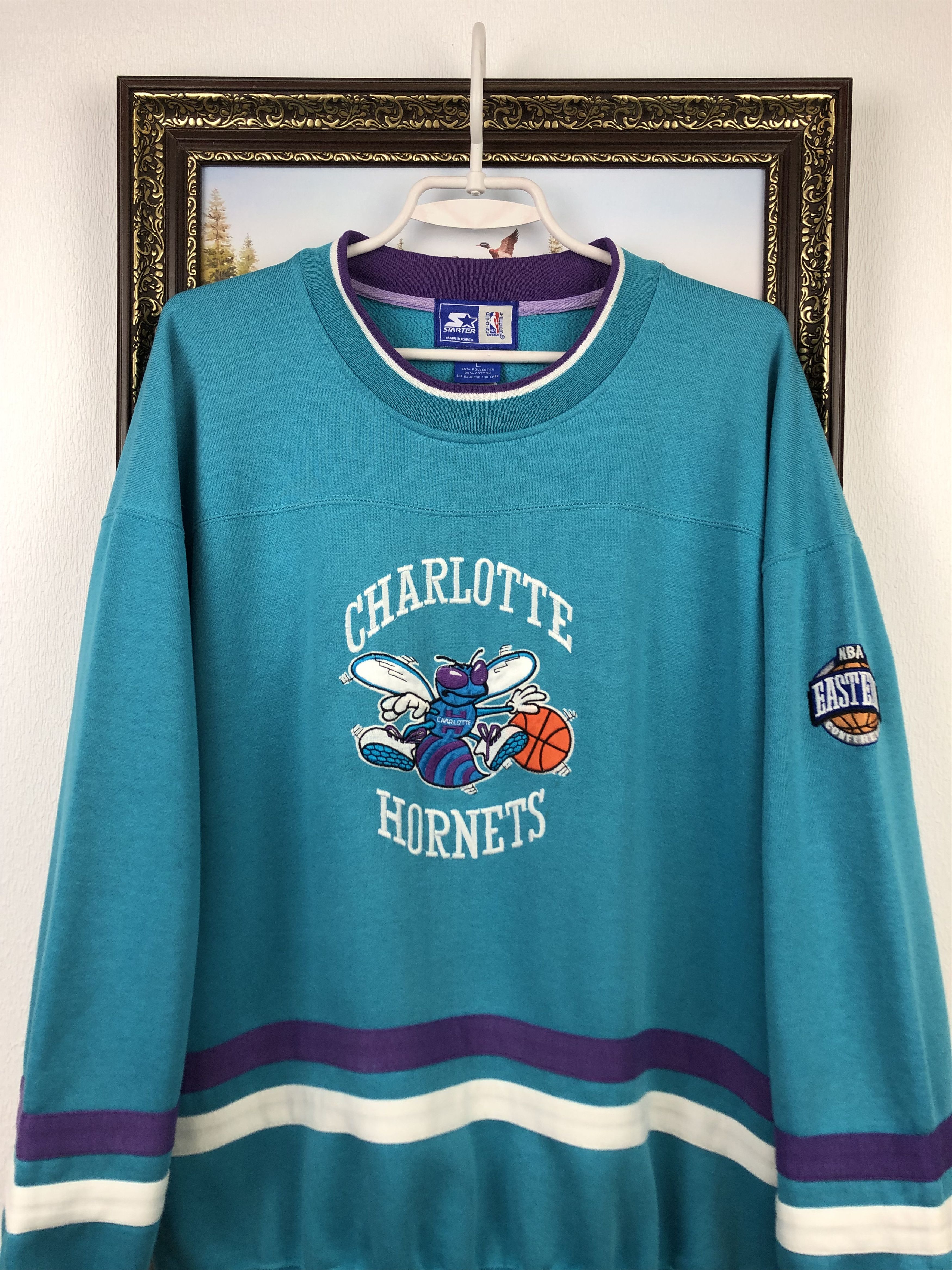 NBA Vintage Charlotte Hornets Crewneck Sweatshirt Johnson Size US L / EU 52-54 / 3 - 2 Thumbnail