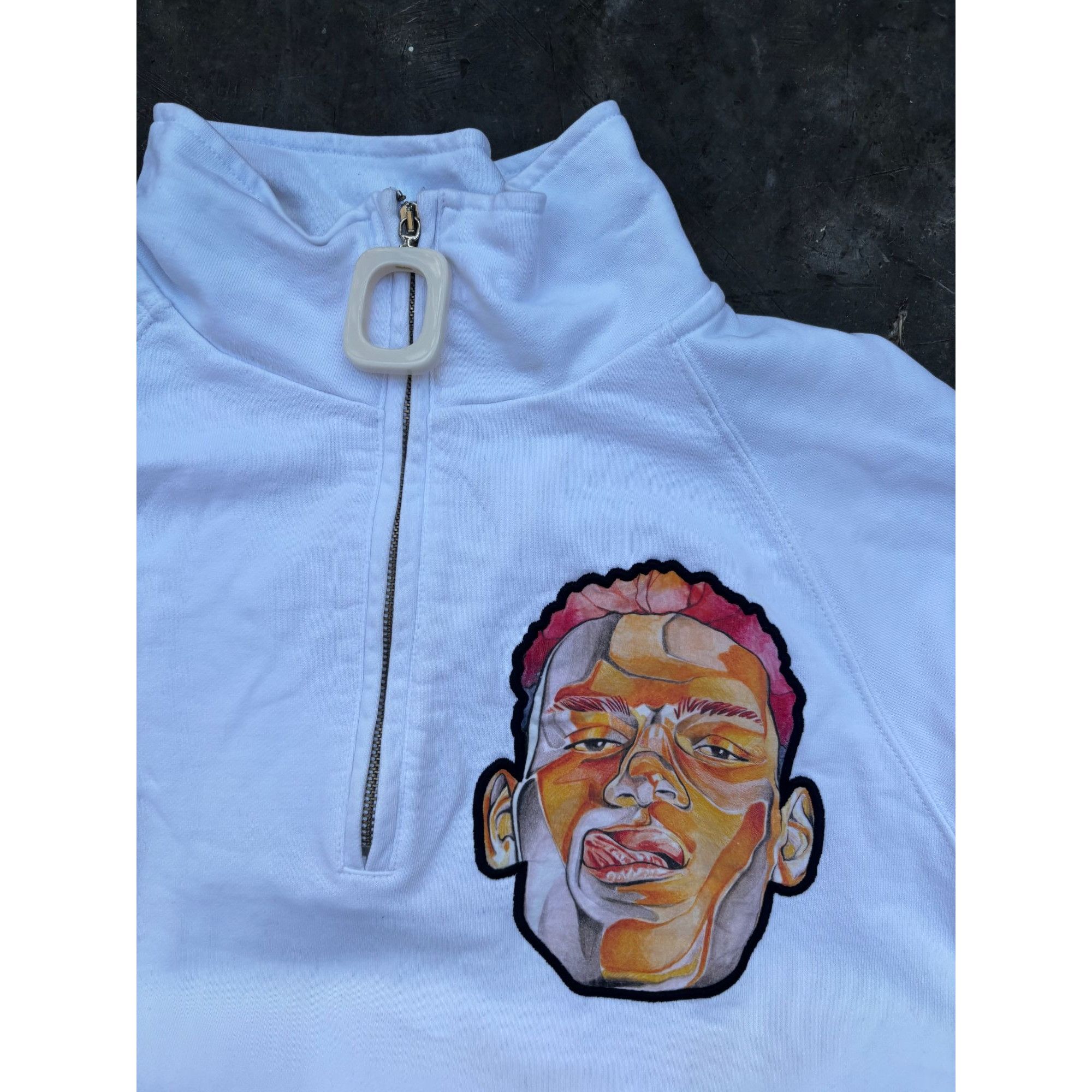 JW Anderson J.W. Anderson White Iconic Half Zip Sweatshirt With Art Prin Size US M / EU 48-50 / 2 - 1 Thumbnail