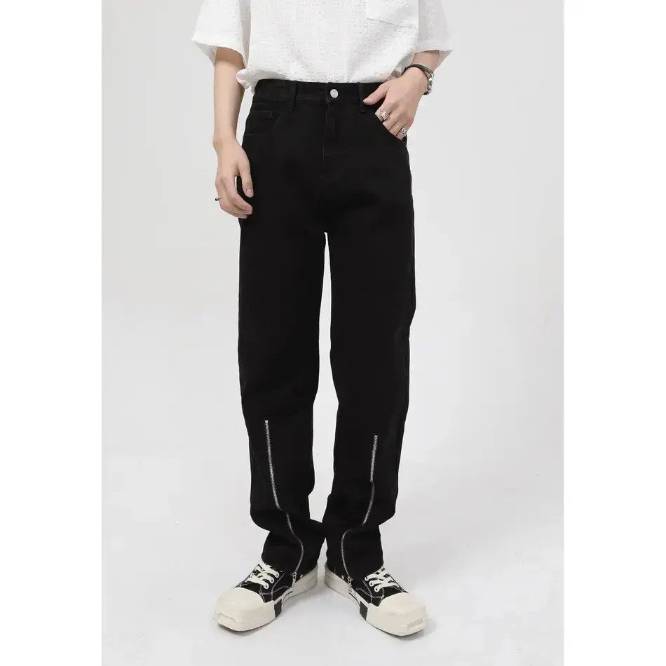 Japanese Brand Retro loose straight zipper jeans Size US 32 / EU 48 - 1 Thumbnail