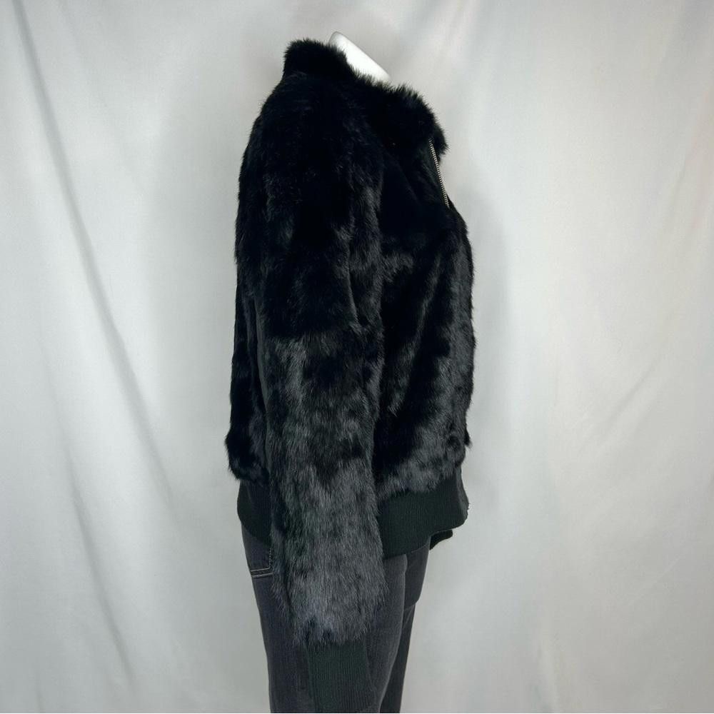 Other Mixit - Black 100% Rabbit Fur & Leather Bomber Jacket, XL Size XL / US 12-14 / IT 48-50 - 4 Thumbnail