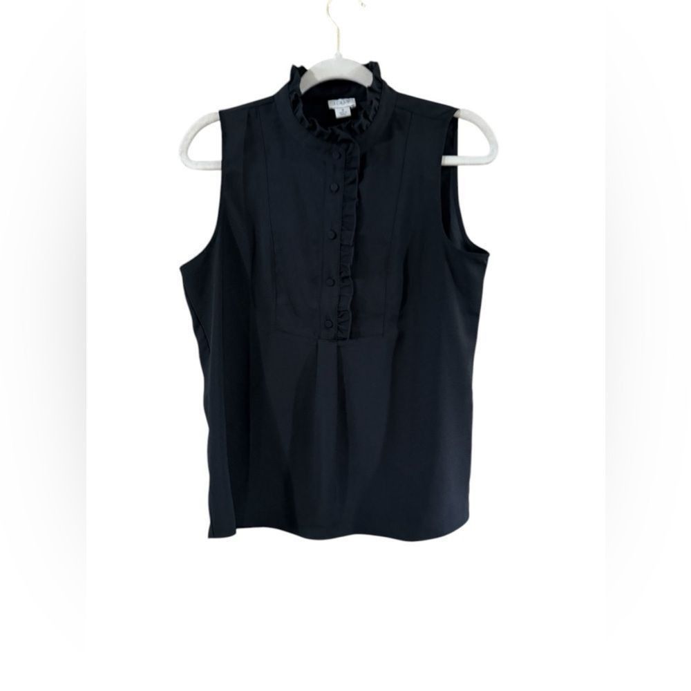 J.Crew J.Crew size 4 sleeveless black halfway button-down blouse Size S / US 4 / IT 40 - 1 Thumbnail