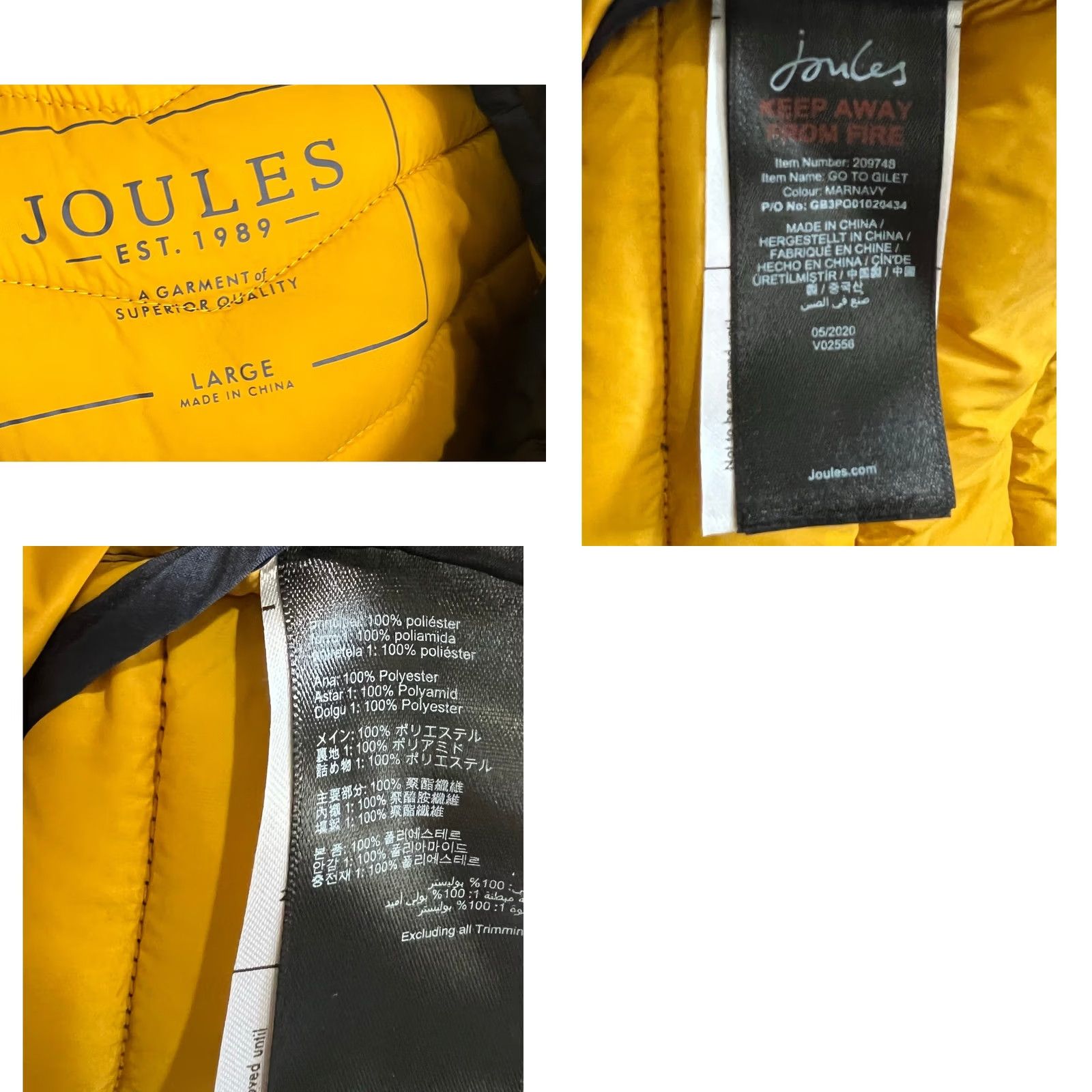 Vintage Joules Vest Go To Gilet Lightweight Puffer Navy Blue Full Zip Size Large Mens Size US L / EU 52-54 / 3 - 8 Thumbnail