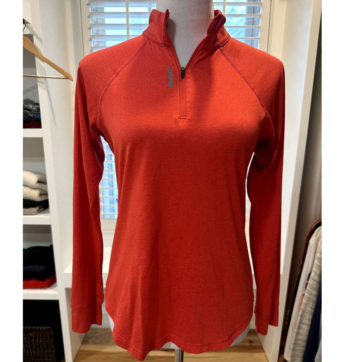 Reebok Reebok Womens Orange Performance Heather Quarter Zip Shirt S Size S / US 4 / IT 40 - 2 Thumbnail
