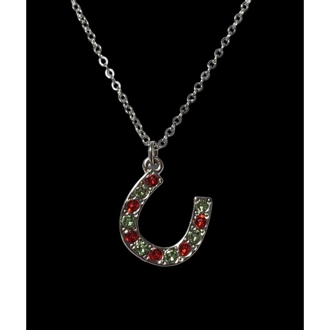 Other Red And Green Rhinestone Horseshoe Necklace Size ONE SIZE - 2 Thumbnail