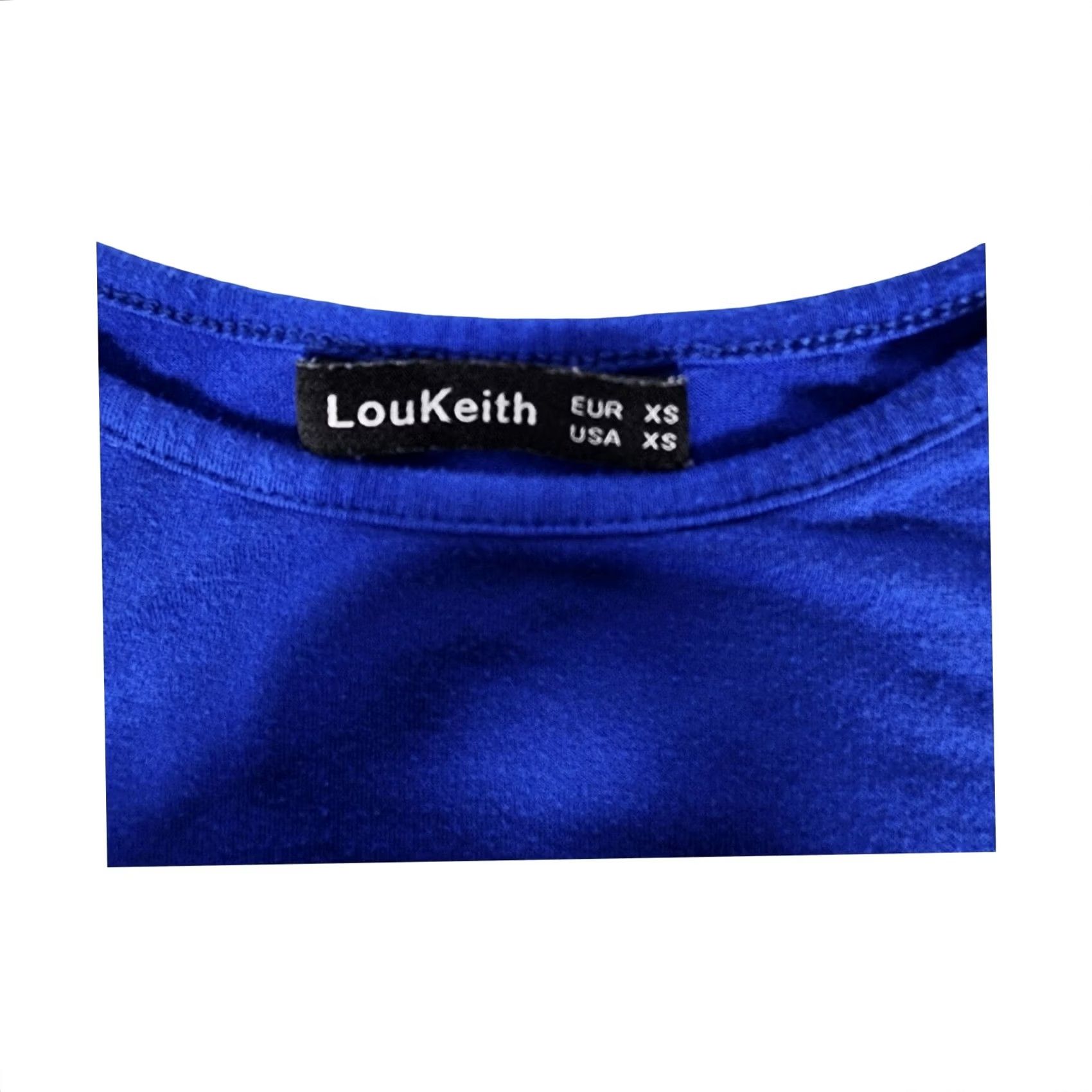 Vintage LouKeith Womens Halter Tank Top Royal Blue High Neck Sleeveless Cotton Spandex XS Slim Casual Summer Size XL / US 12-14 / IT 48-50 - 2 Thumbnail