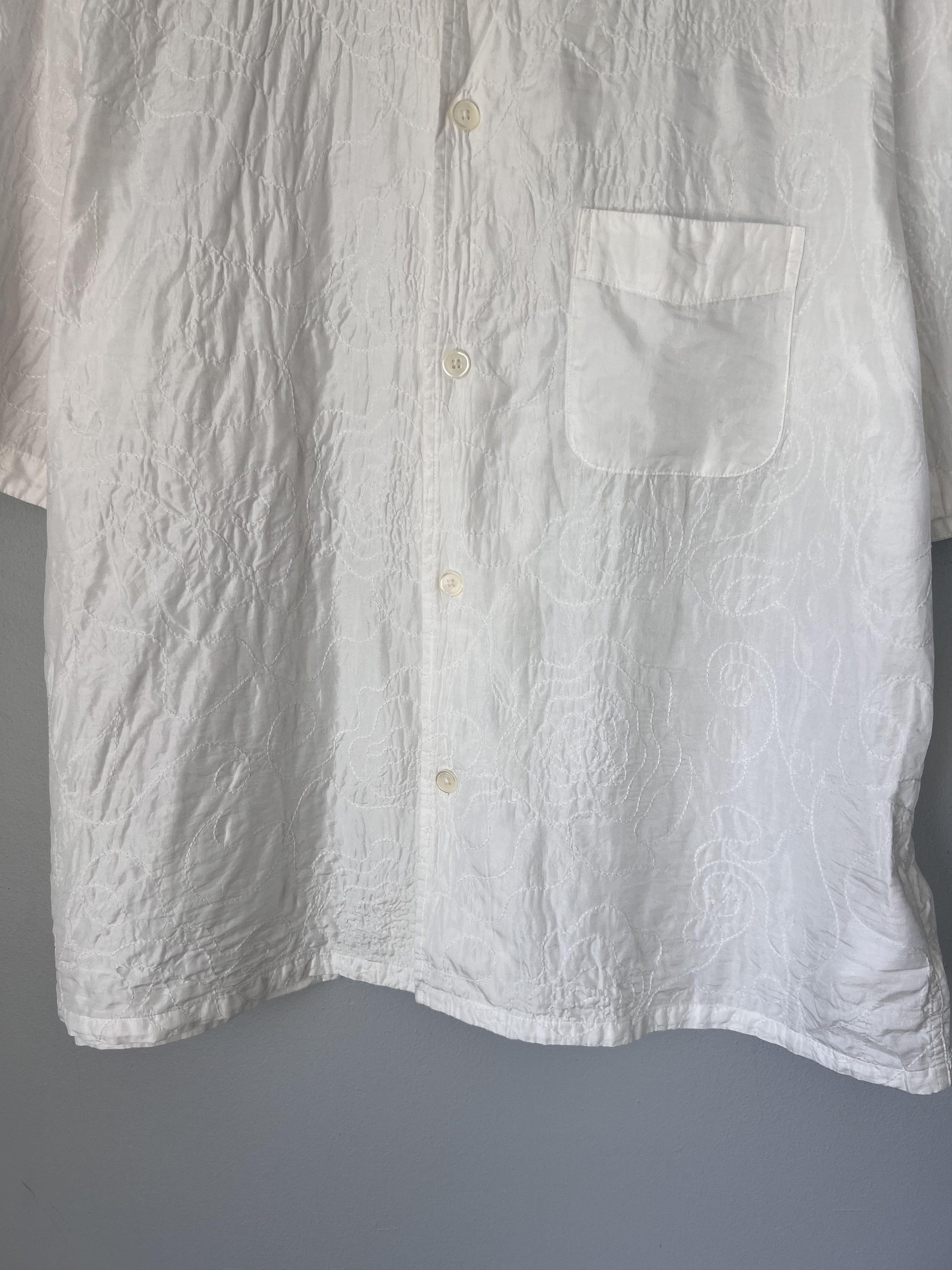 Our Legacy Our Legacy Flower Embroidery Heusen Button Up Shirt in White Size US L / EU 52-54 / 3 - 3 Thumbnail