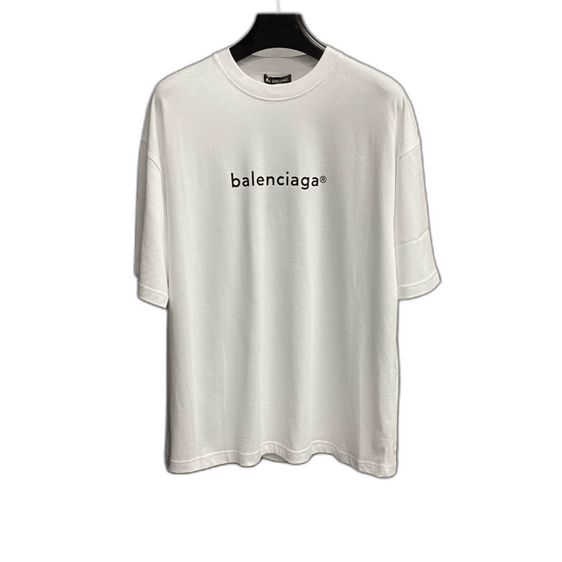 Balenciaga Balenciaga White Logo Print Short Sleeve Shirt Size US M / EU 48-50 / 2 - 1 Thumbnail