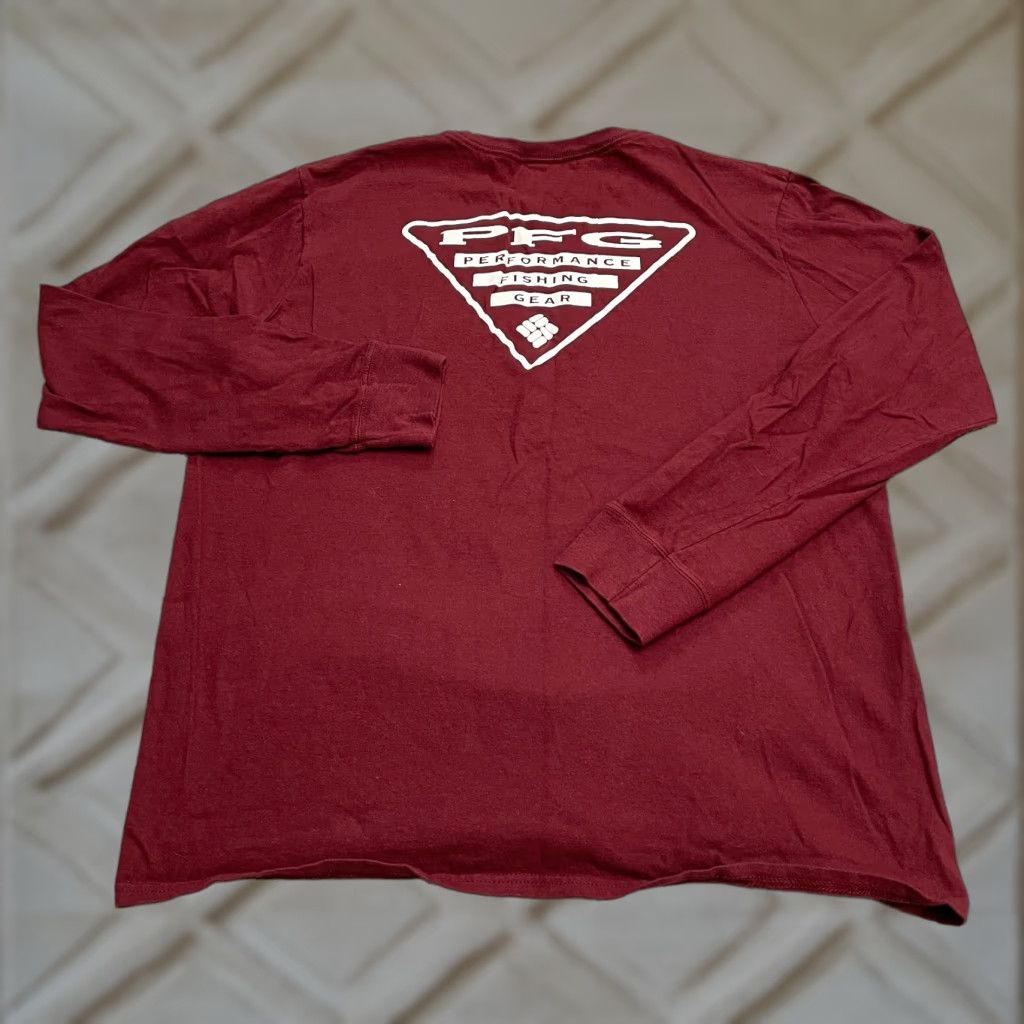 Vintage Columbia PFG T-Shirt Mens Large Red Crew Neck Long Sleeve Cotton Logo Tee Top Size US L / EU 52-54 / 3 - 1 Thumbnail