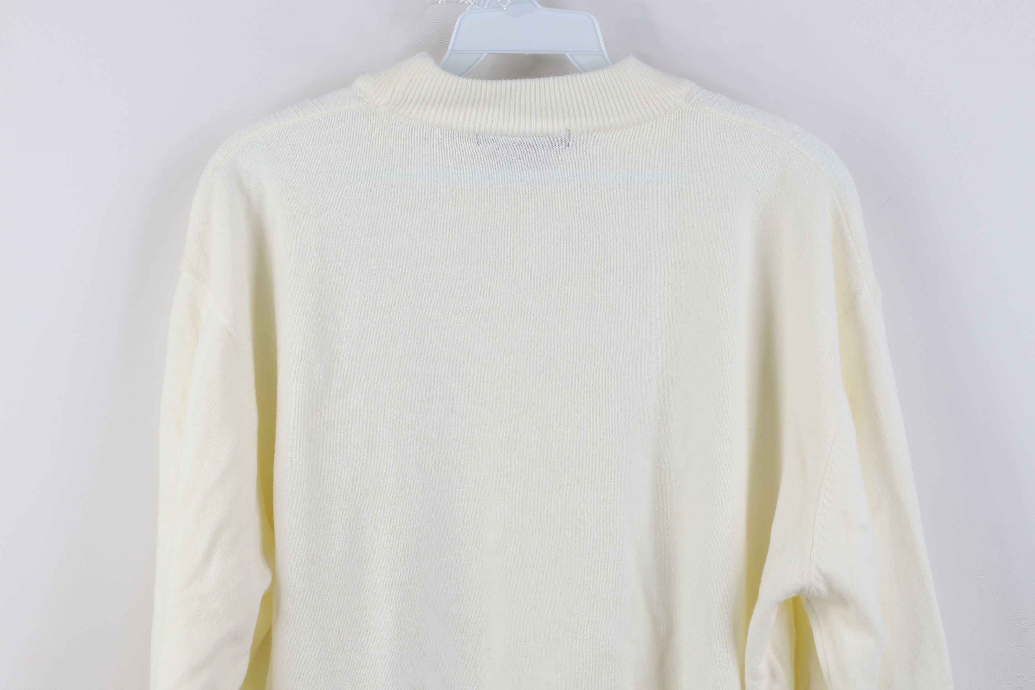 Vintage Vintage 90s Y2K Streetwear Mock Neck Sweater Cream Acrylic Size US XL / EU 56 / 4 - 9 Thumbnail