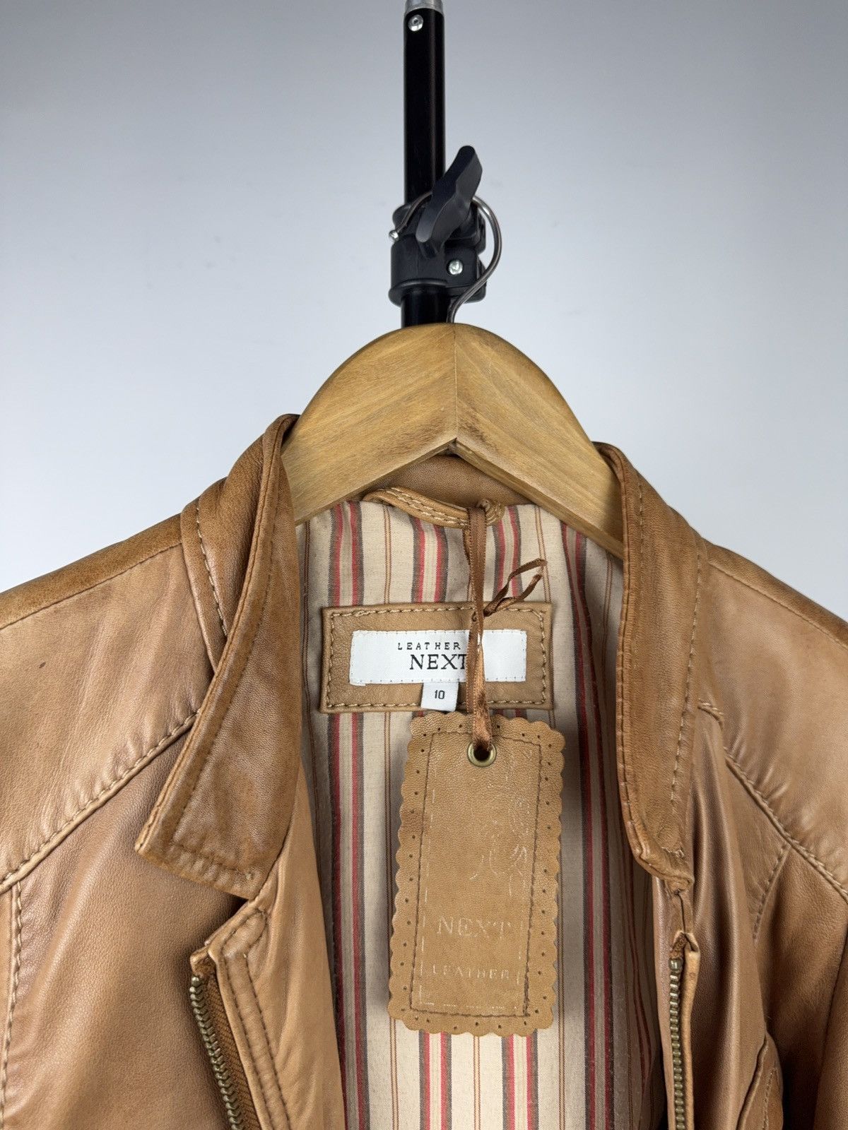 Japanese Brand 00s Leather Safari Biker Moto Jacket Tan Brown Vintage Size M / US 6-8 / IT 42-44 - 9 Thumbnail