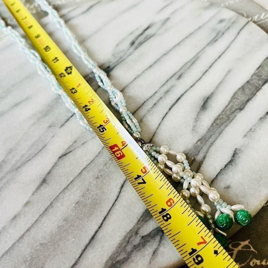 Vintage Vintage Faux Pearl Beaded Necklace Blue White Green Rose Size ONE SIZE - 7 Thumbnail