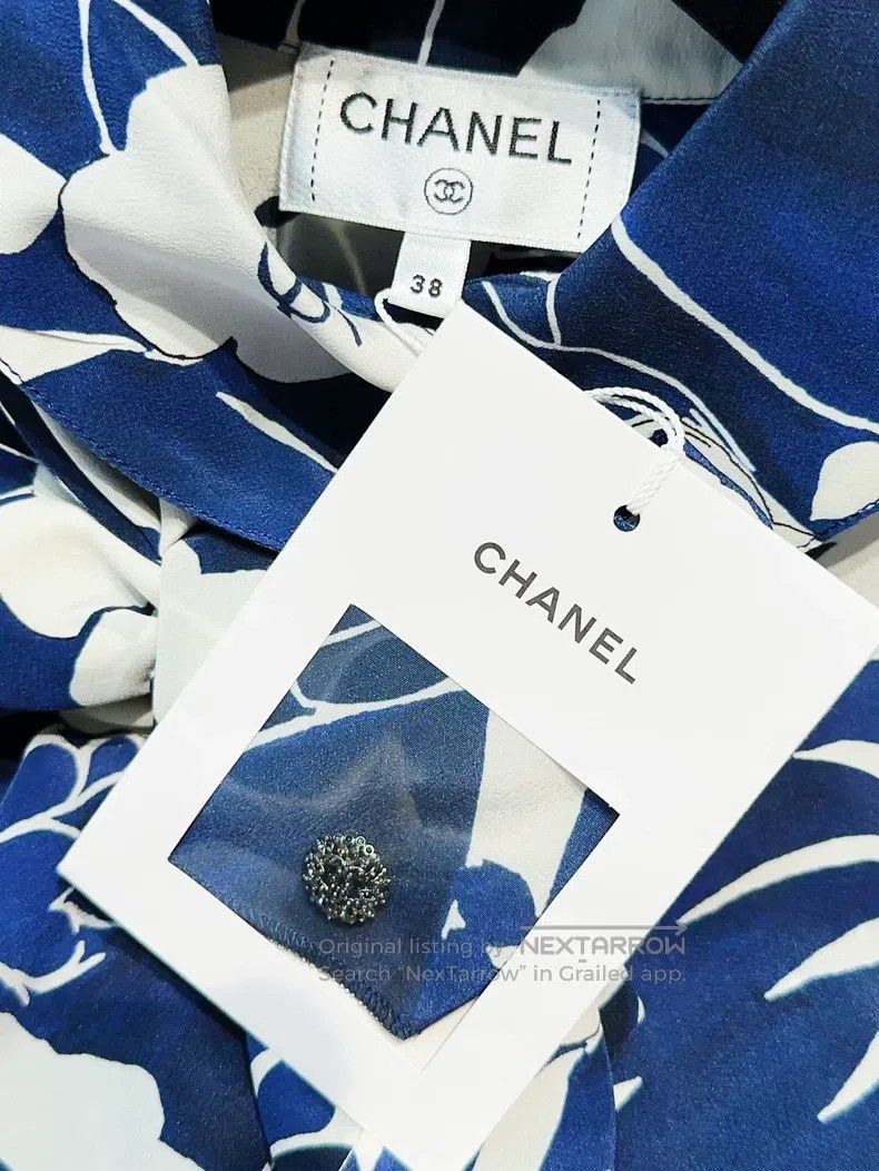 Chanel Chanel White camellia silk streamer shirt Size XS / US 0-2 / IT 36-38 - 6 Thumbnail