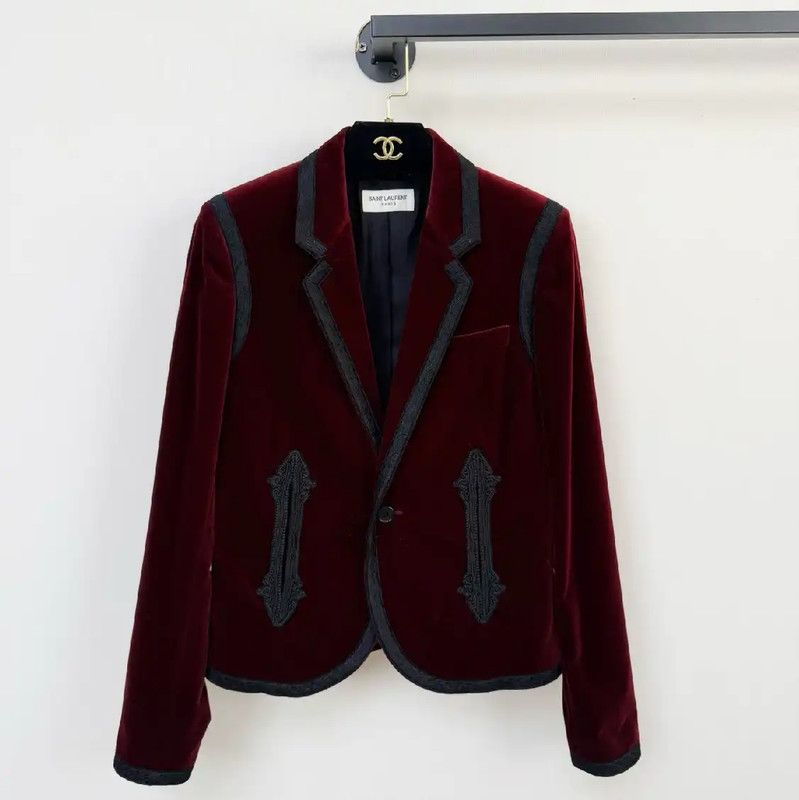 Yves Saint Laurent YSL Burgundy Women's Coat Size S 0089 Size S / US 4 / IT 40 - 1 Thumbnail