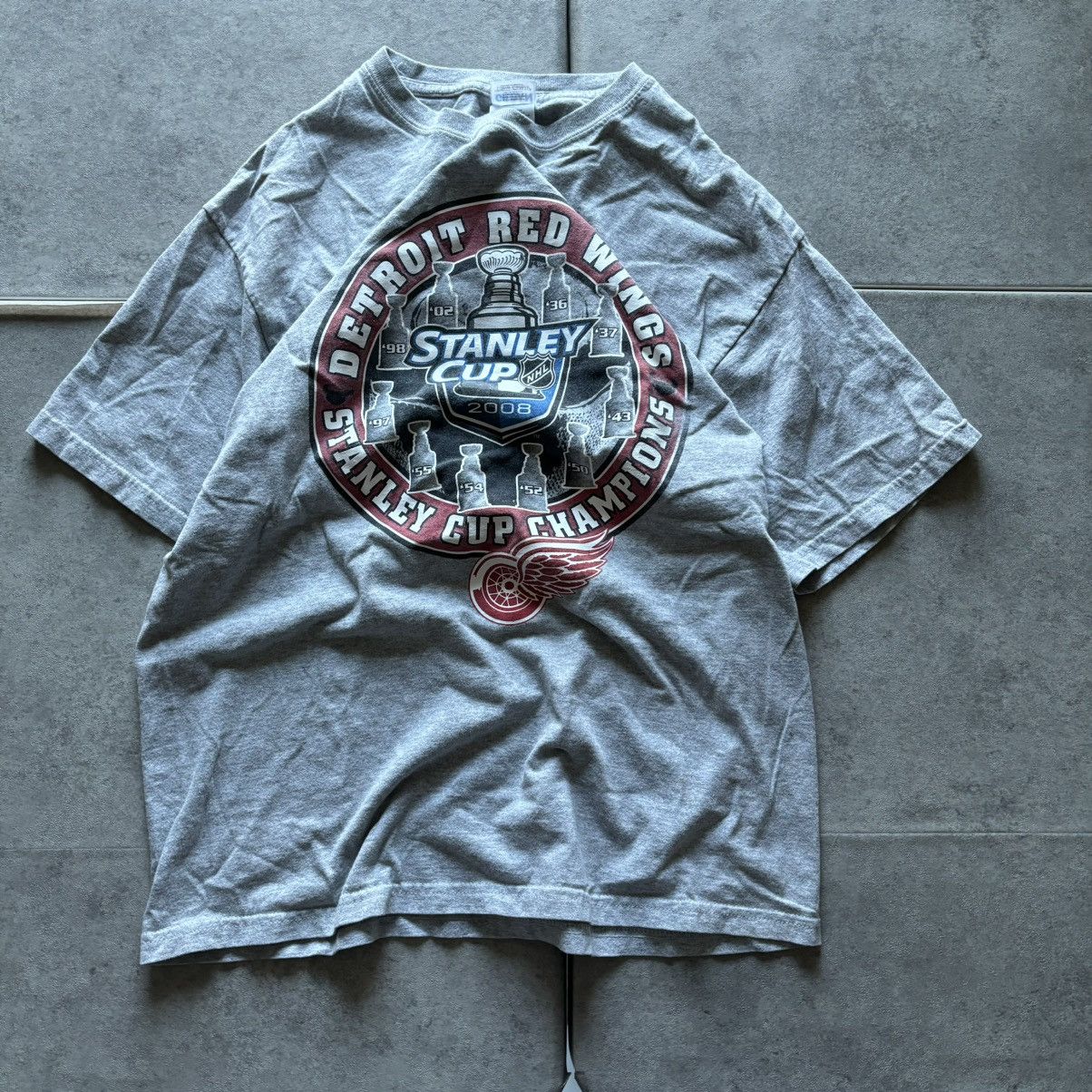 Gildan Y2k gray 2008 detroit red wings stanley cup champions tshirt Size US L / EU 52-54 / 3 - 1 Thumbnail