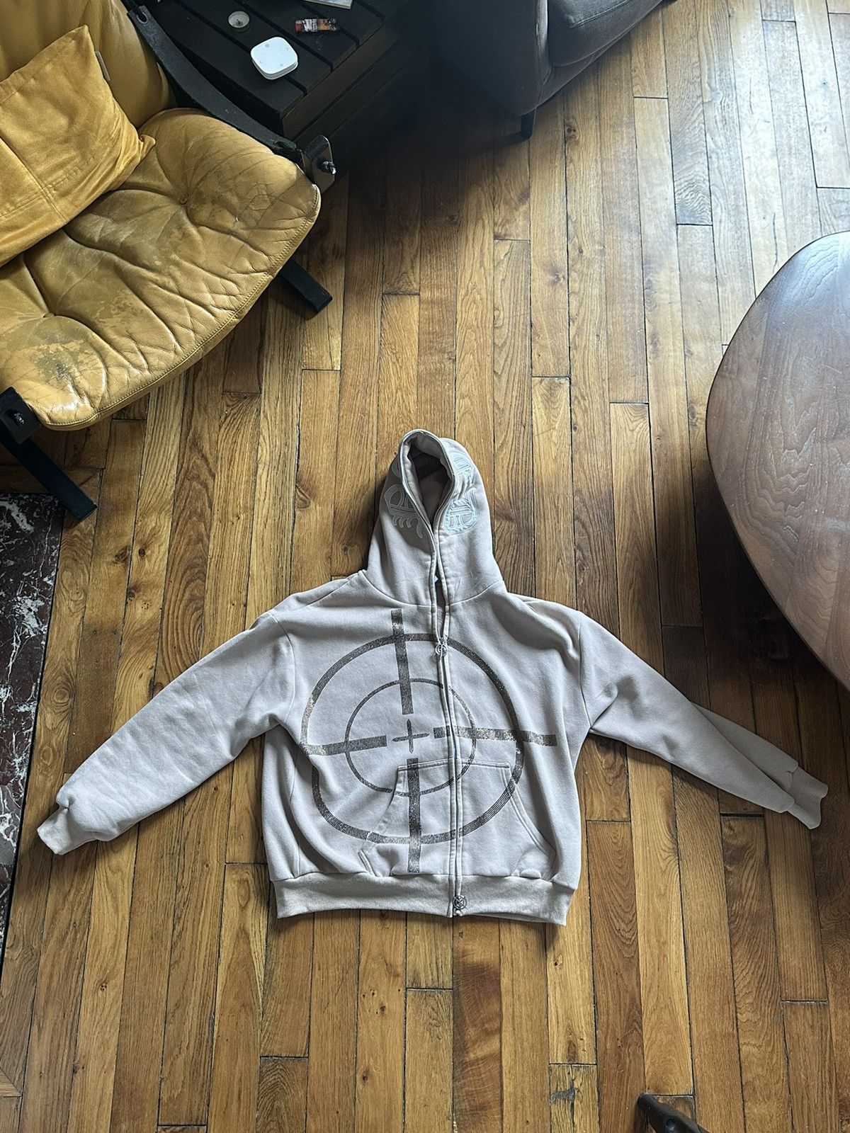 image of Named Collective - Full Zip Target Hoodie in Beige, Men's (Size Medium)