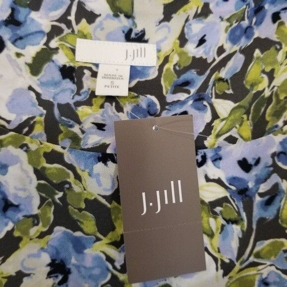 J. Jill J Jill PS Dress Blue Green Floral Pleated Easter Garden Slee Size S / US 4 / IT 40 - 6 Thumbnail