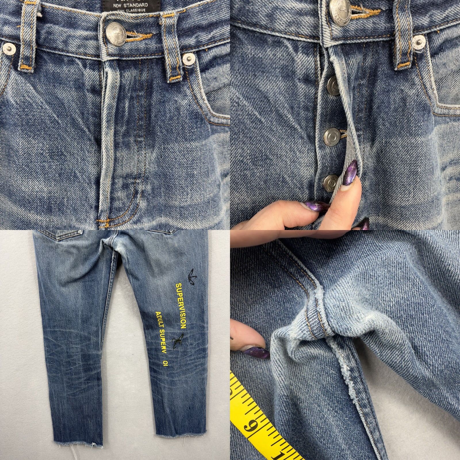 A.P.C. VINTAGE A.P.C. Selvedge Distressed Denim Jeans Women 28 Painted Academia Skull Grunge Jeans Size 28" / US 6 / IT 42 - 8 Thumbnail