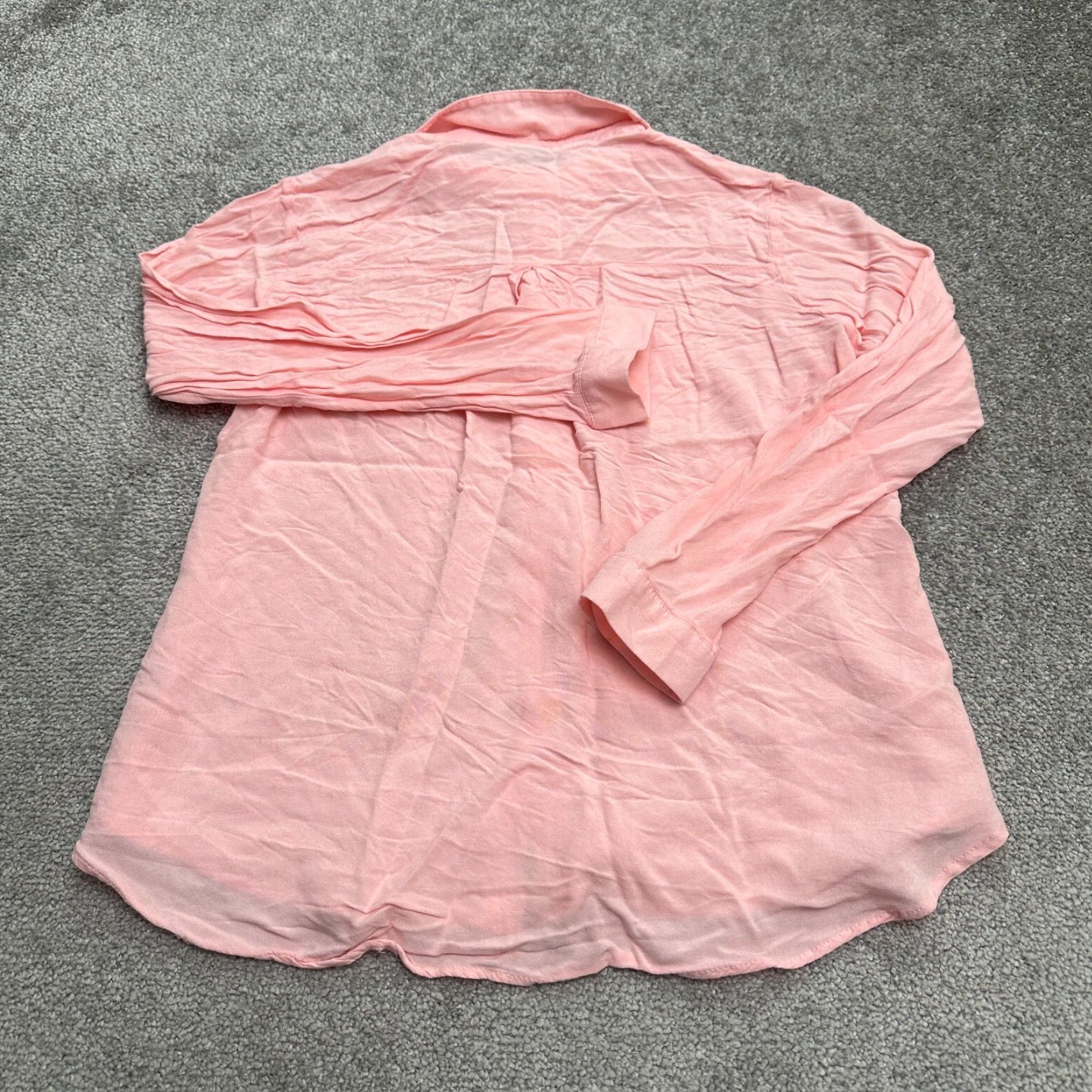 Vintage VINTAGE Big Dart Button-Up Shirt Womens 8 Peach Long Sleeve Knit Rayon Casual Top 90s Designer Womens Size M / US 6-8 / IT 42-44 - 2 Thumbnail